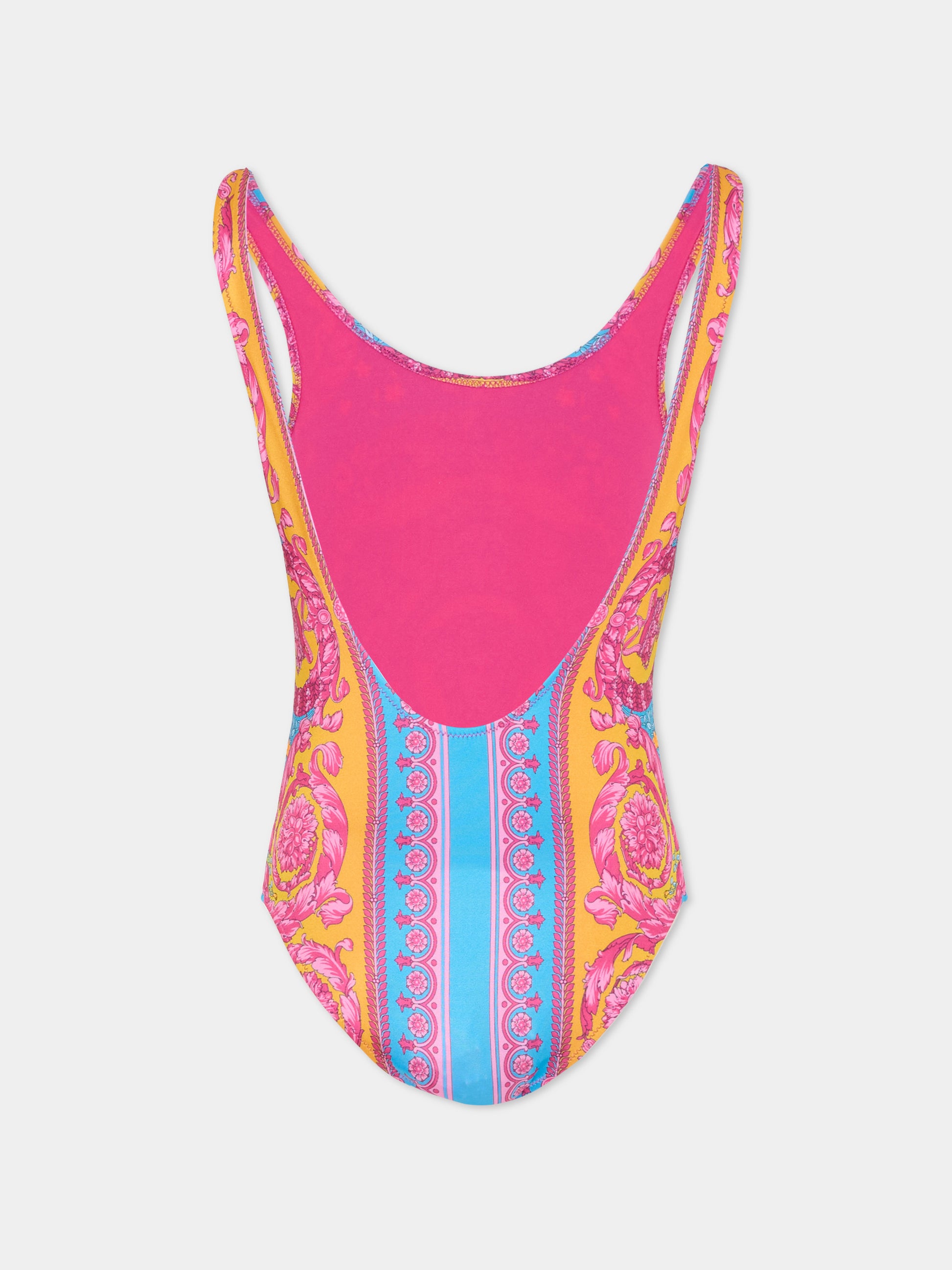 Costume intero multicolor per bambina con Medusa,Versace,1021476 1A16912 5PF70