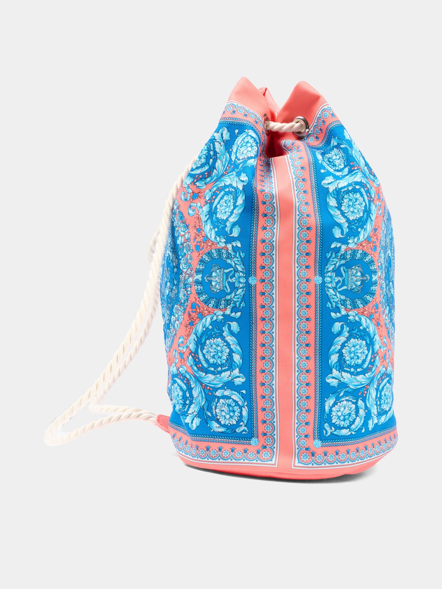 Borsa mare blu per bambini con stampa barocca,Versace,1018041 1A17191 5UI8P