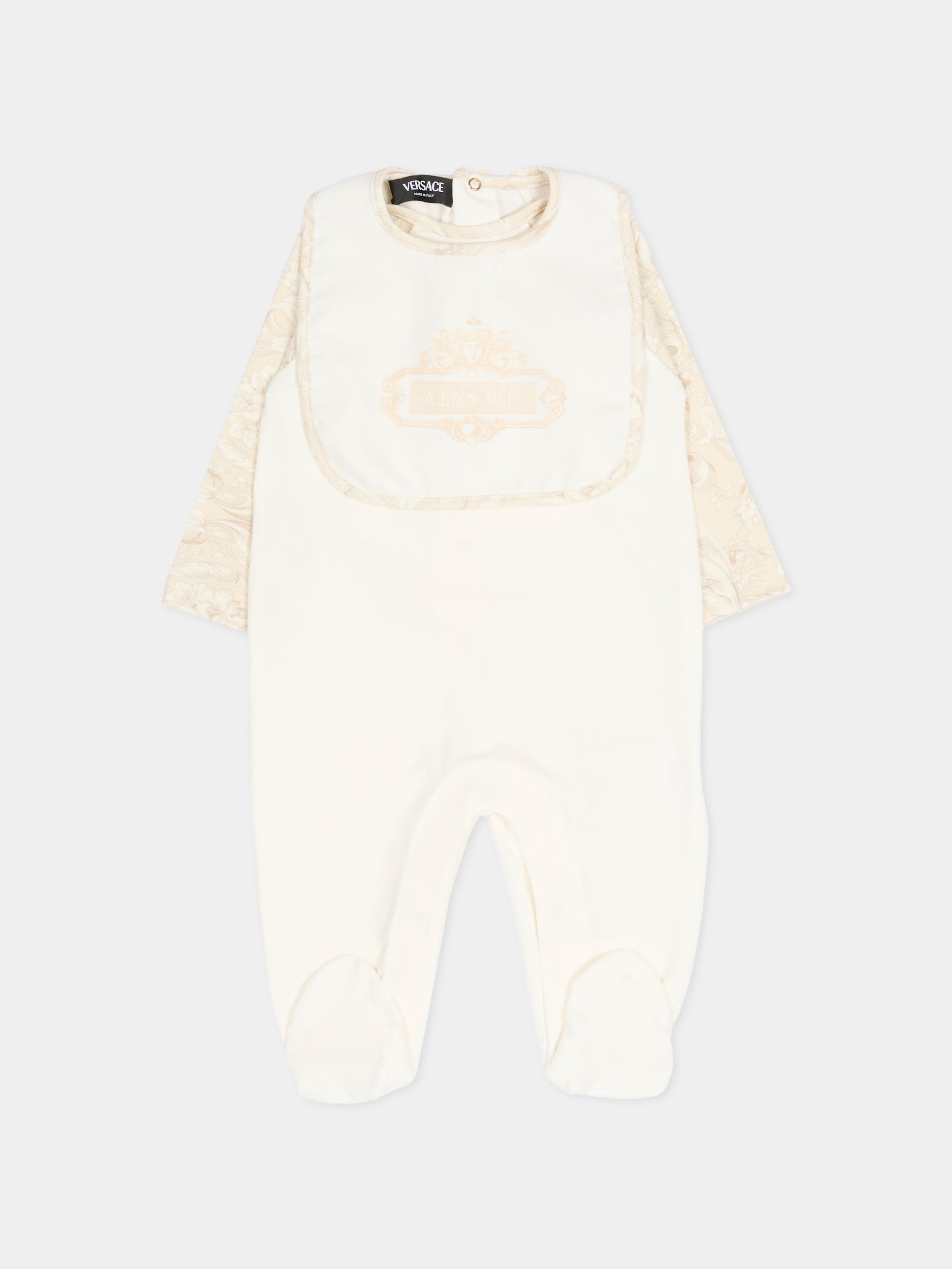 Set tutina avorio per neonati con logo e stampa Barocco,Versace,1022509 1A16592 2W2D0