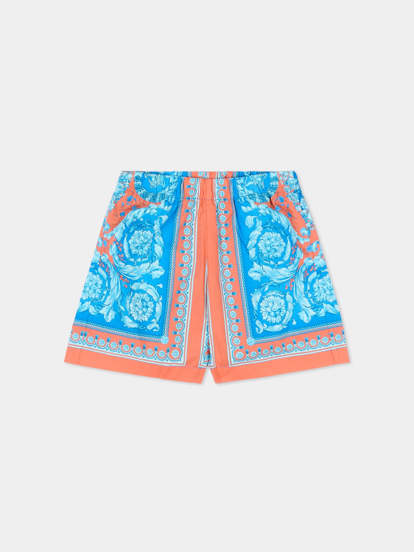 Shorts multicolor per neonato con stampa barocca,Versace,1018699 1A17053 5UH60