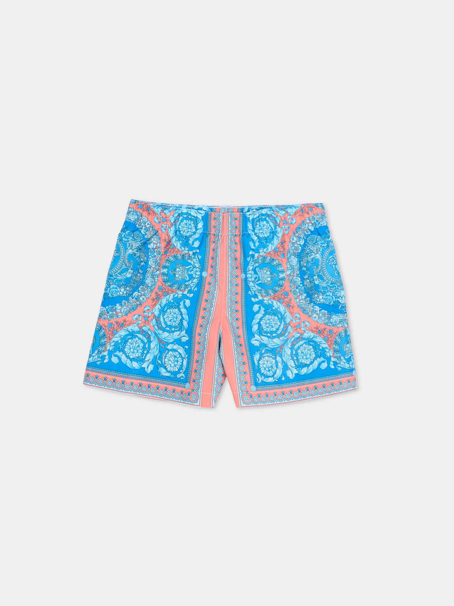 Boxer mare azzurro per neonato con stampa Barocco,Versace,1018710 1A16913 5UH60