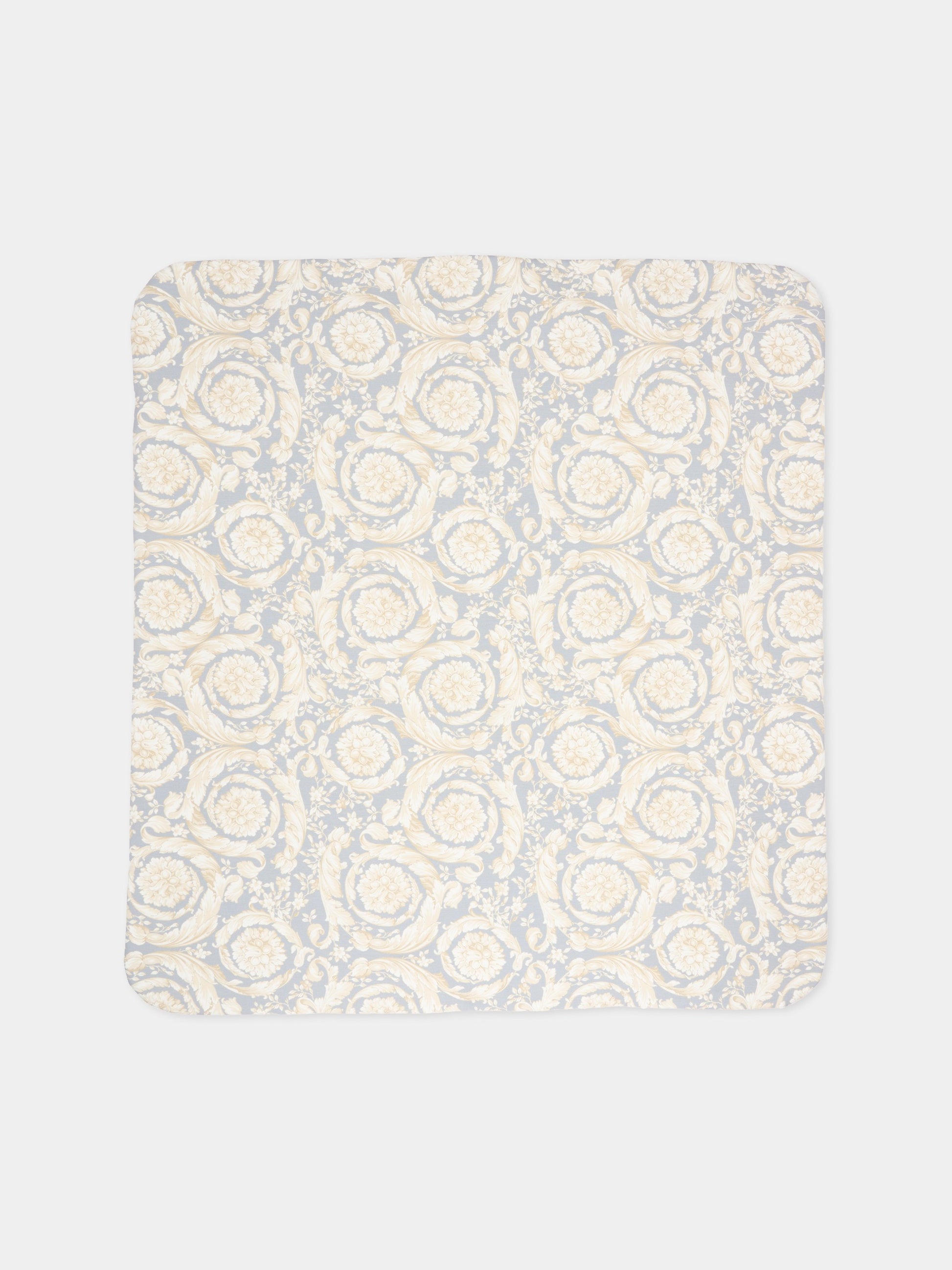Coperta bianca per neonati con stampa Barocco,Versace,1017939 1A16894 2EO90