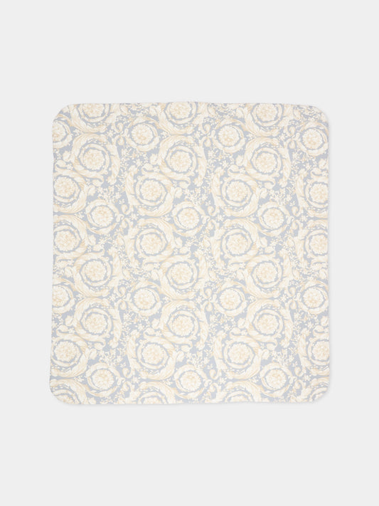 Coperta bianca per neonati con stampa Barocco,Versace,1017939 1A16894 2EO90