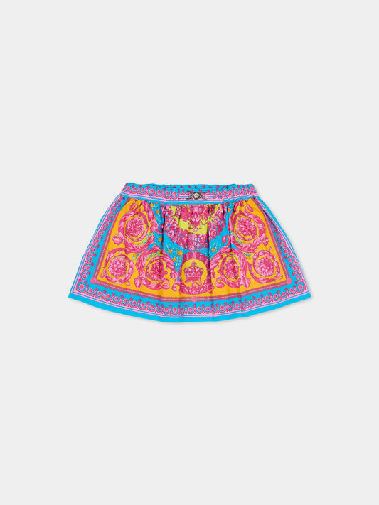 Gonna multicolor per neonata con motivo Barocco,Versace,1023078 1A17053 5PF70