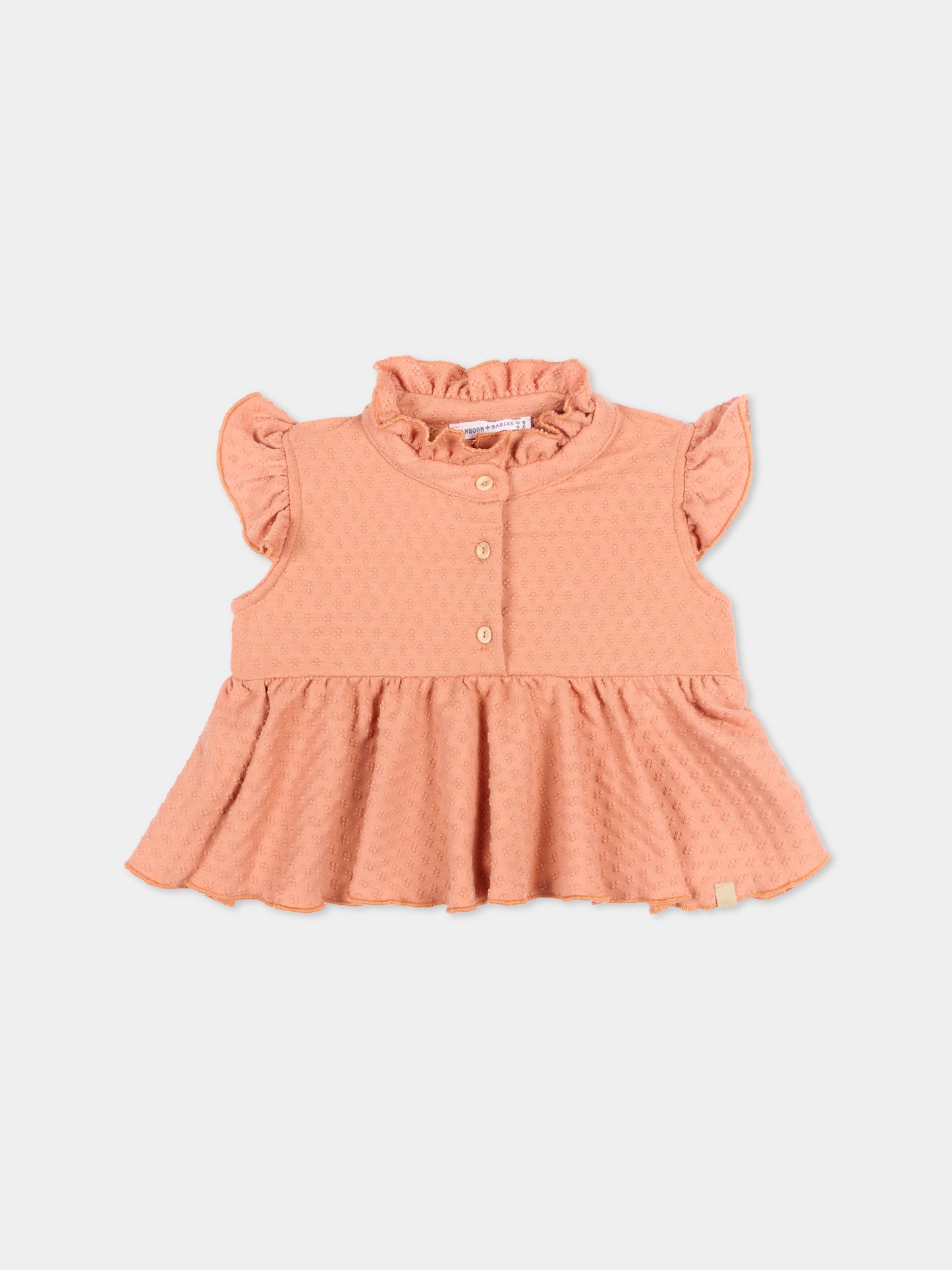 Camicia arancione per neonata con balza,Bamboom,1103TE00073 CORAL