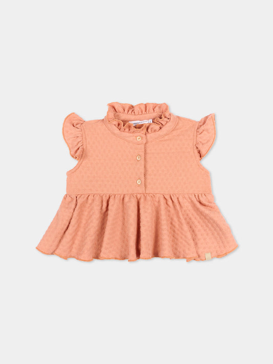 Camicia arancione per neonata con balza,Bamboom,1103TE00073 CORAL