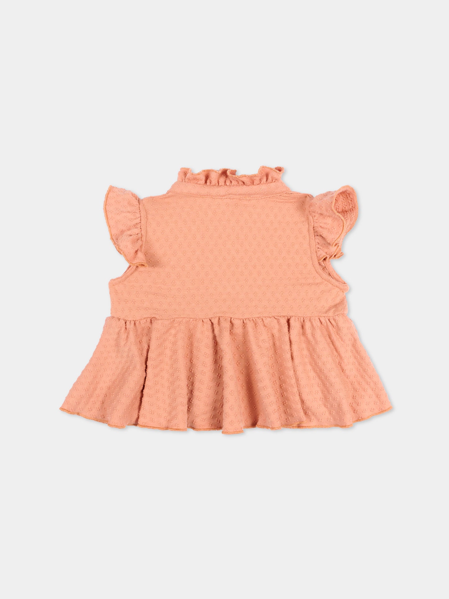 Camicia arancione per neonata con balza,Bamboom,1103TE00073 CORAL