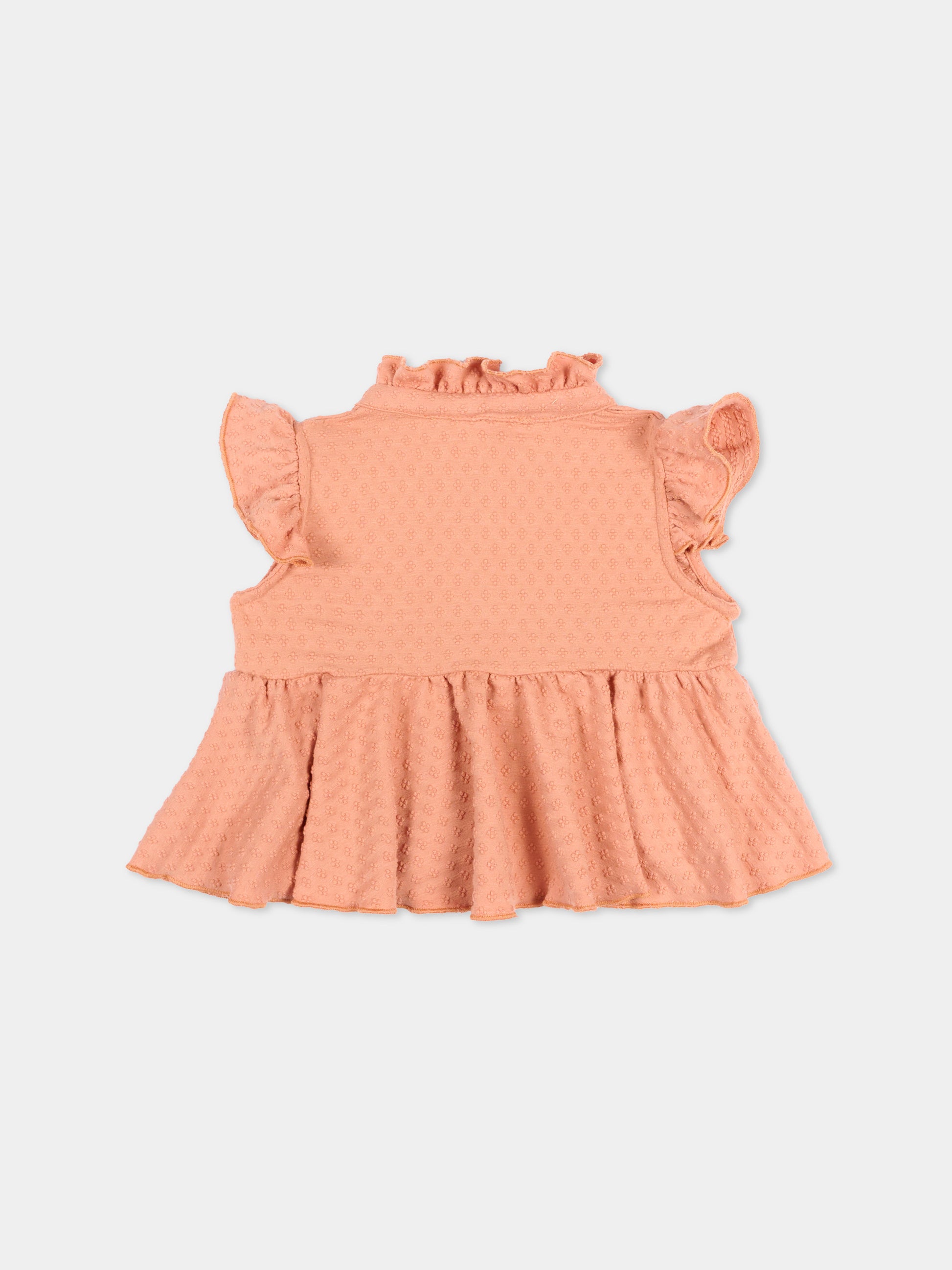 Camicia arancione per neonata con balza,Bamboom,1103TE00073 CORAL