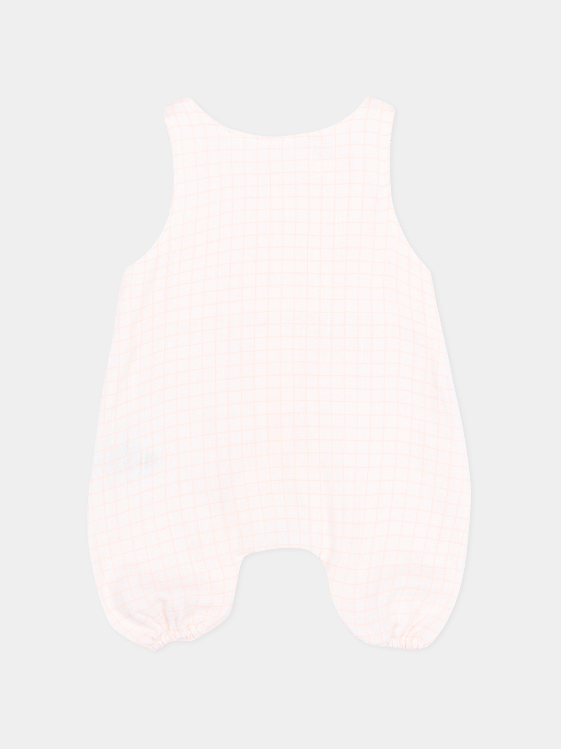 Pagliaccetto bianco per neonata a quadretti,Bamboom,1124TE00070 SQUARE WHITE/PINK