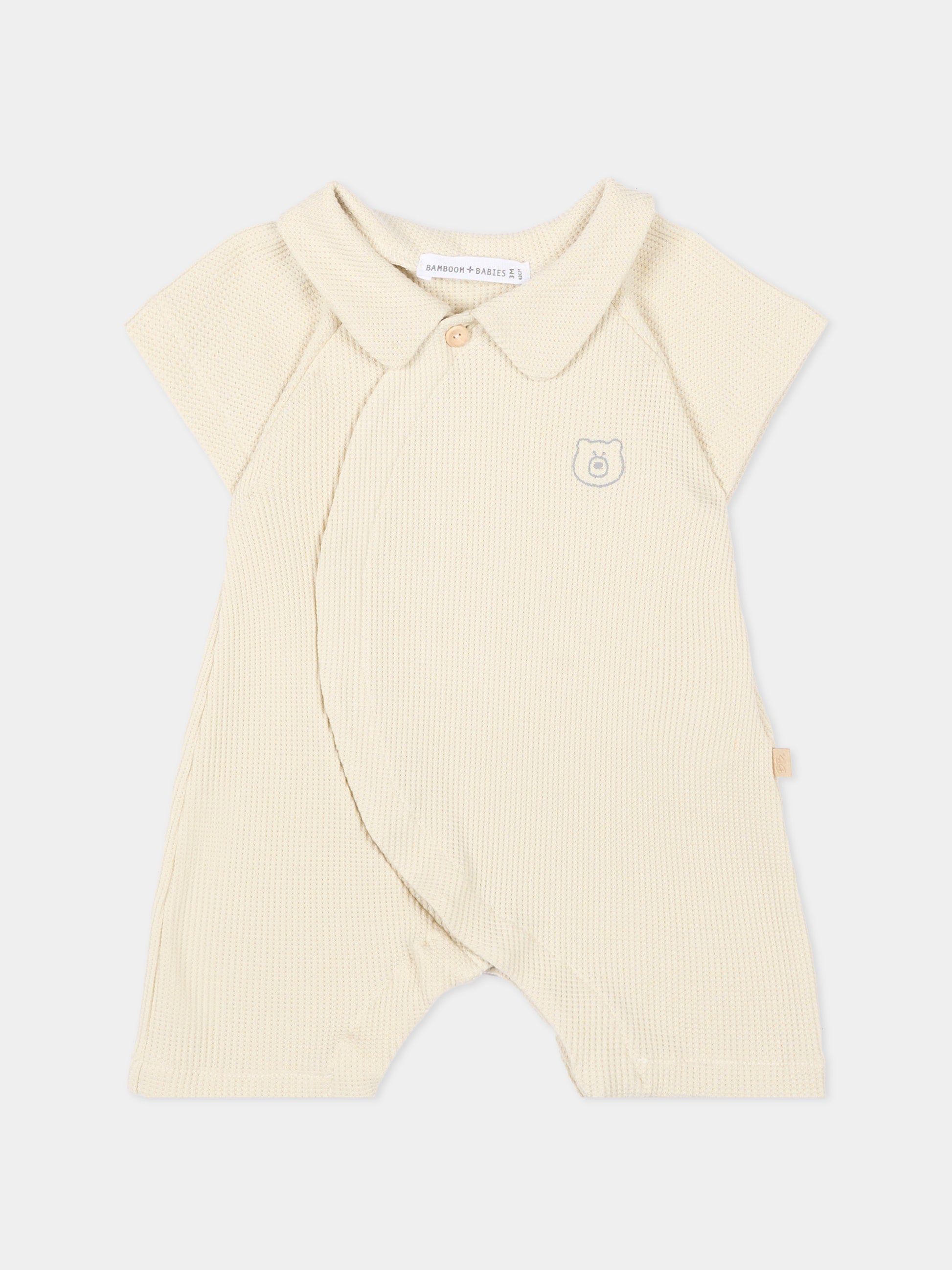 Tutina beige per neonati con orsetto,Bamboom,1149TE00072 ALMOND CREAM