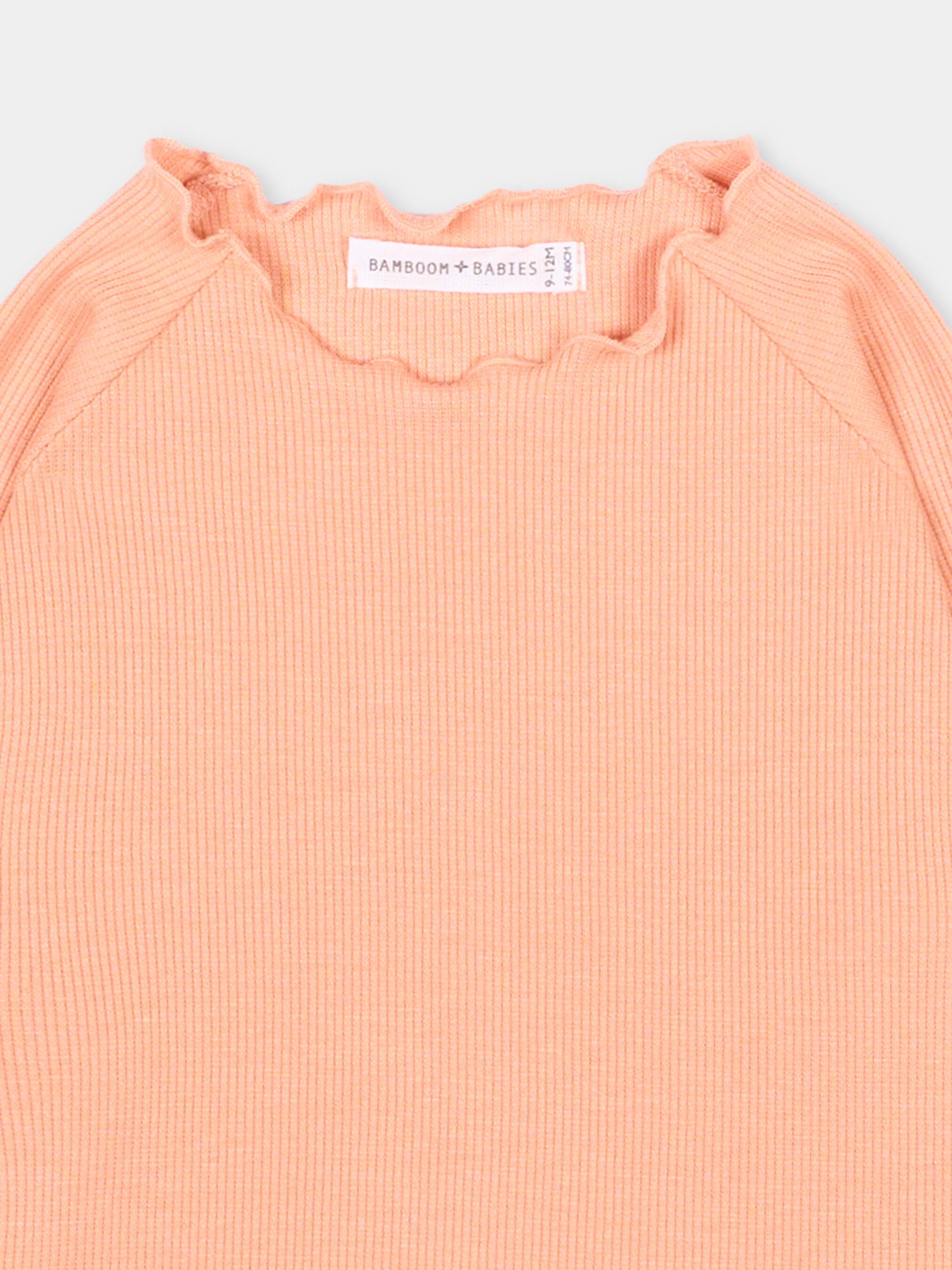 T-Shirt arancione per neonata a costine,Bamboom,1159TE00075 CORAL