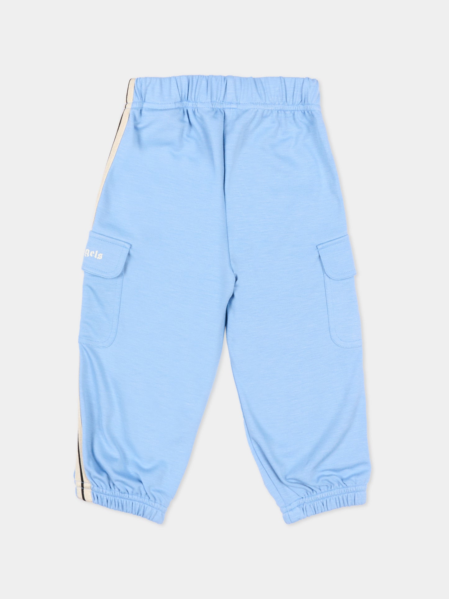 Pantaloni sportivi celesti per neonato con bande,Palm Angels,PB4X005S26FLE001 050
