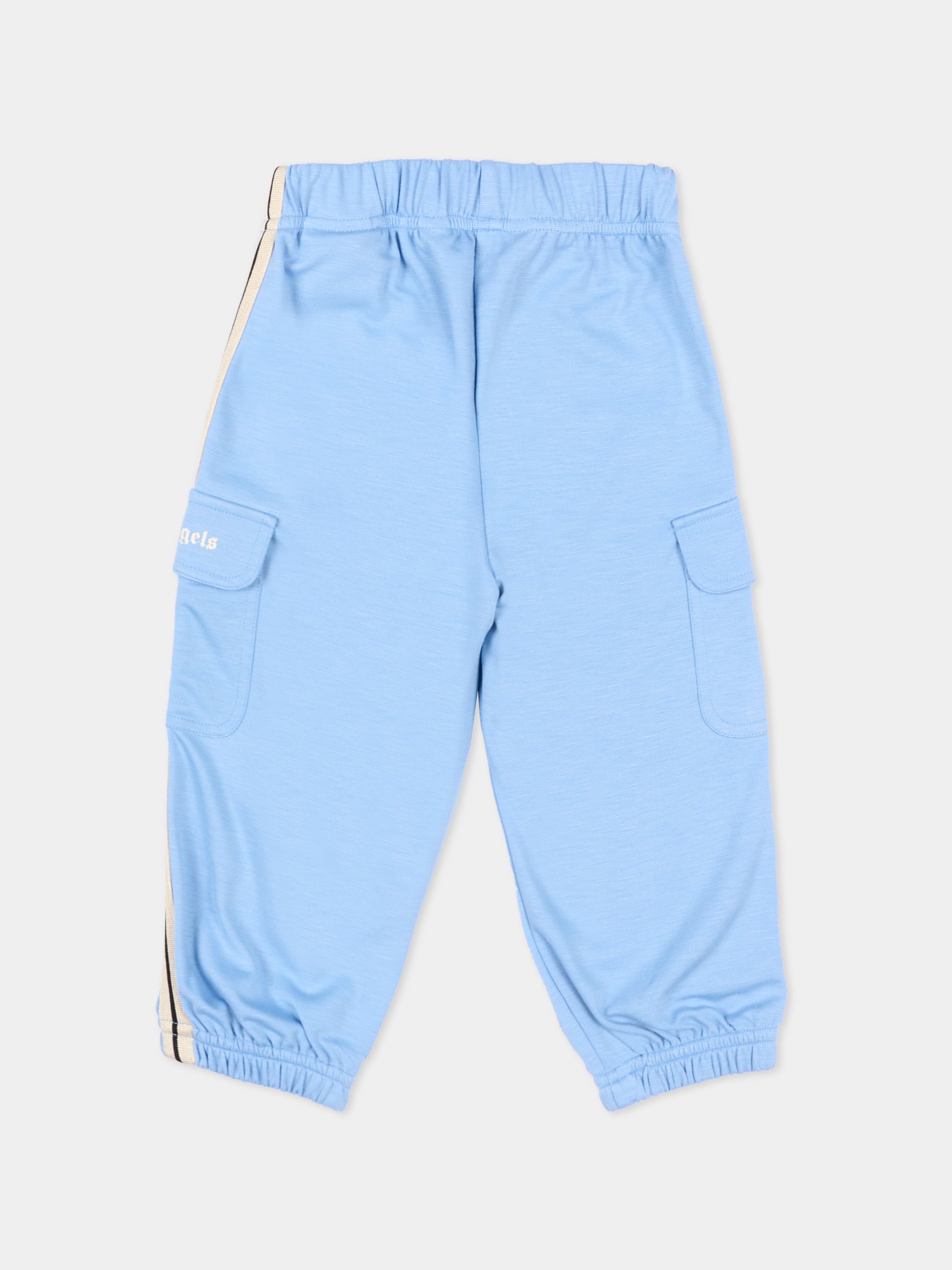 Pantaloni sportivi celesti per neonato con bande,Palm Angels,PB4X005S26FLE001 050
