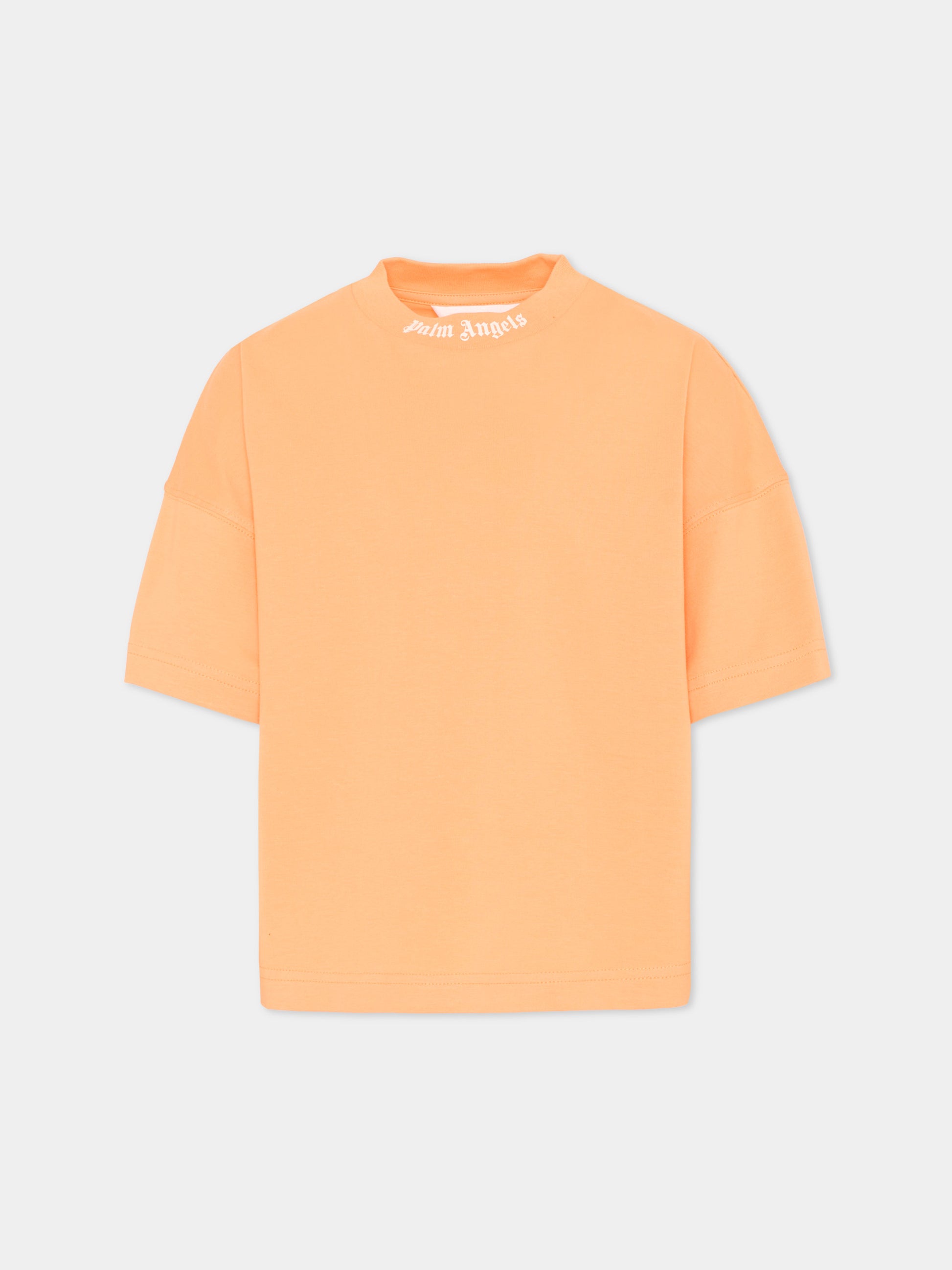 T-Shirt arancione per bambini con logo,Palm Angels,PBAA002S26JER001 030