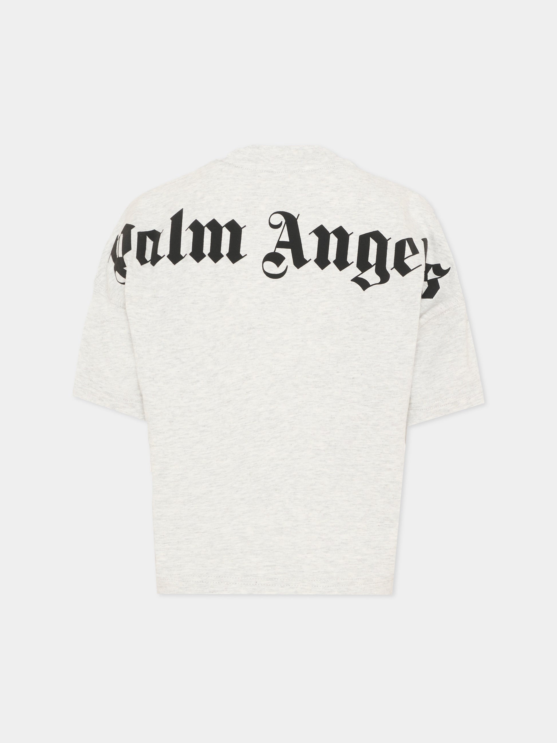 T-Shirt grigia per bambini con logo,Palm Angels,PBAA002S26JER001 101