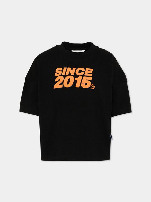 T-Shirt nera per bambini con stampa palma,Palm Angels,PBAA002S26JER002 110