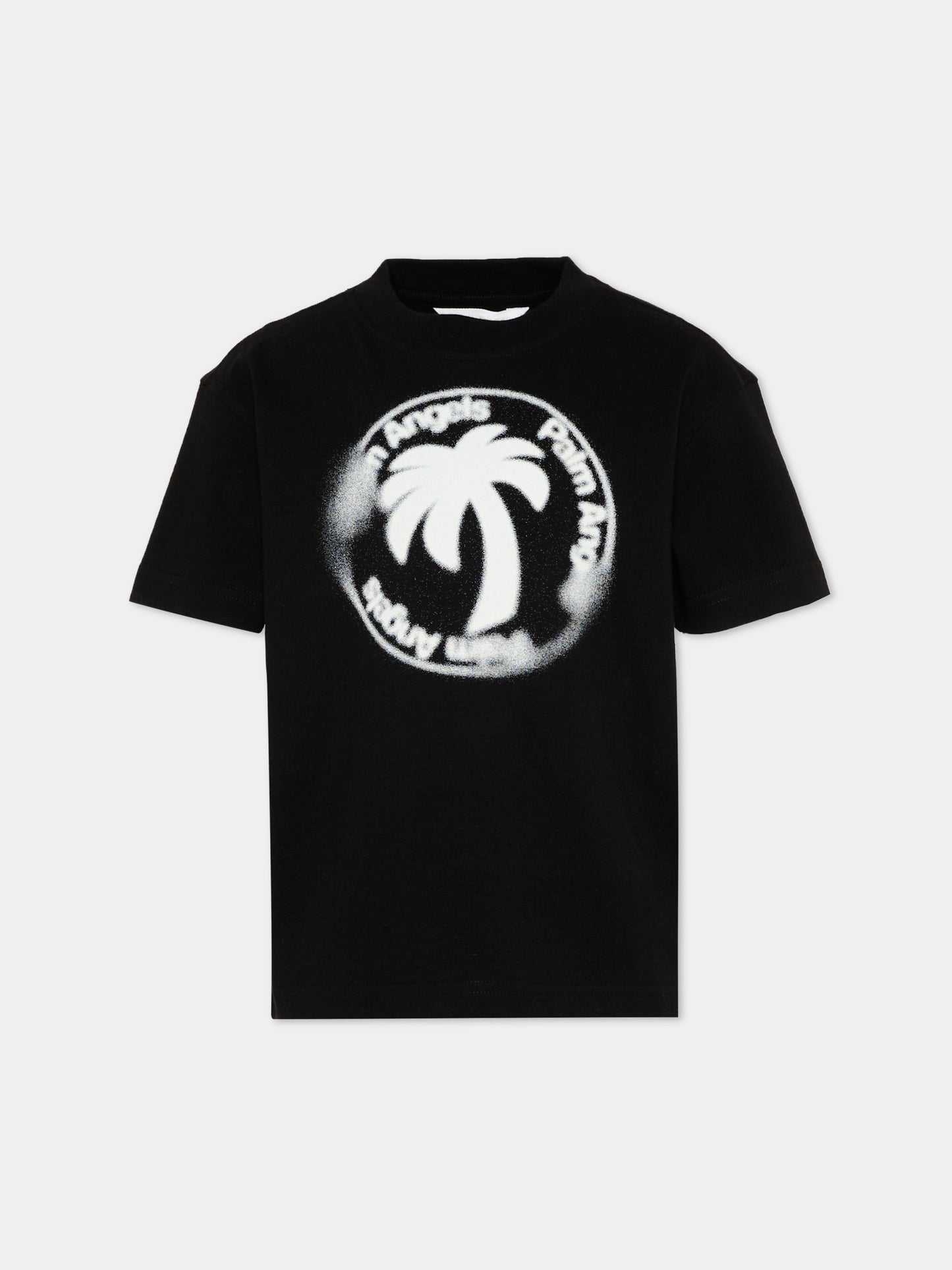 T-Shirt nera per bambino con palma spray,Palm Angels,PBAA003S26JER003 110
