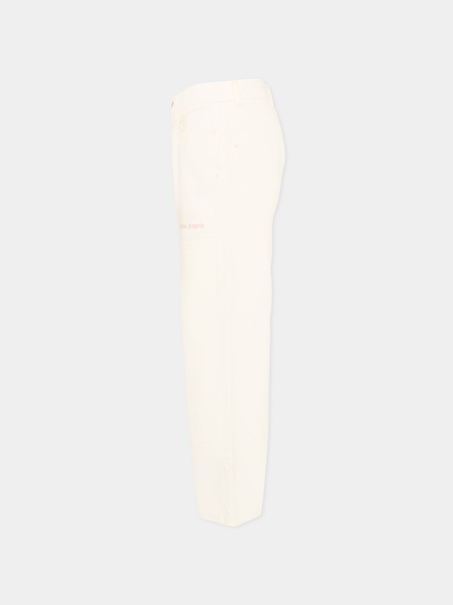 Jeans bianco per bambino con logo,Palm Angels,PBCA01HS26FAB001 002