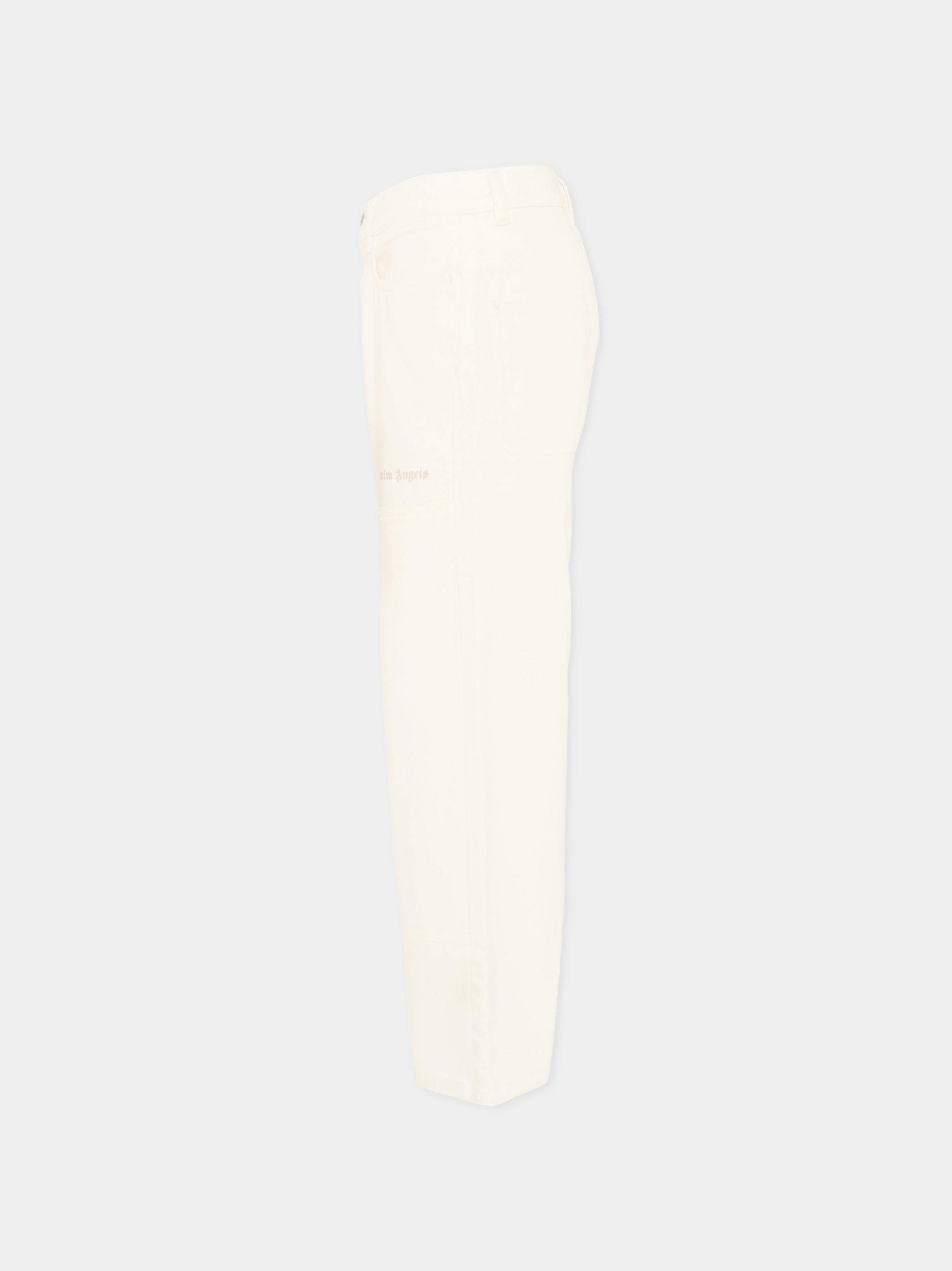 Jeans bianco per bambino con logo,Palm Angels,PBCA01HS26FAB001 002