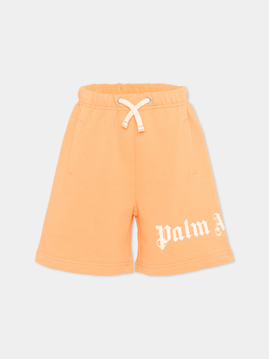 Shorts sportivi arancione per bambini con logo,Palm Angels,PBCI006S26FLE001 030