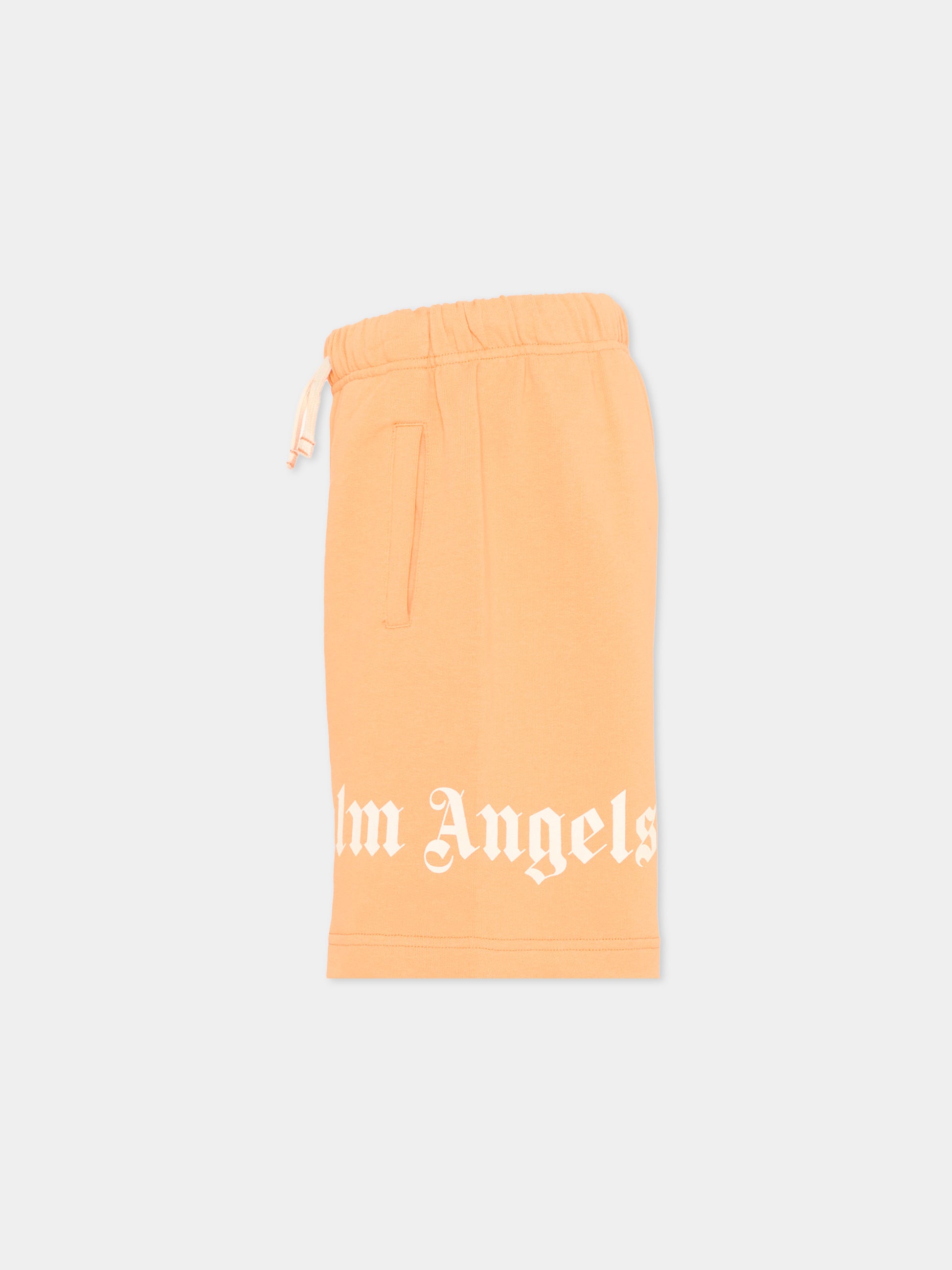 Shorts sportivi arancione per bambini con logo,Palm Angels,PBCI006S26FLE001 030