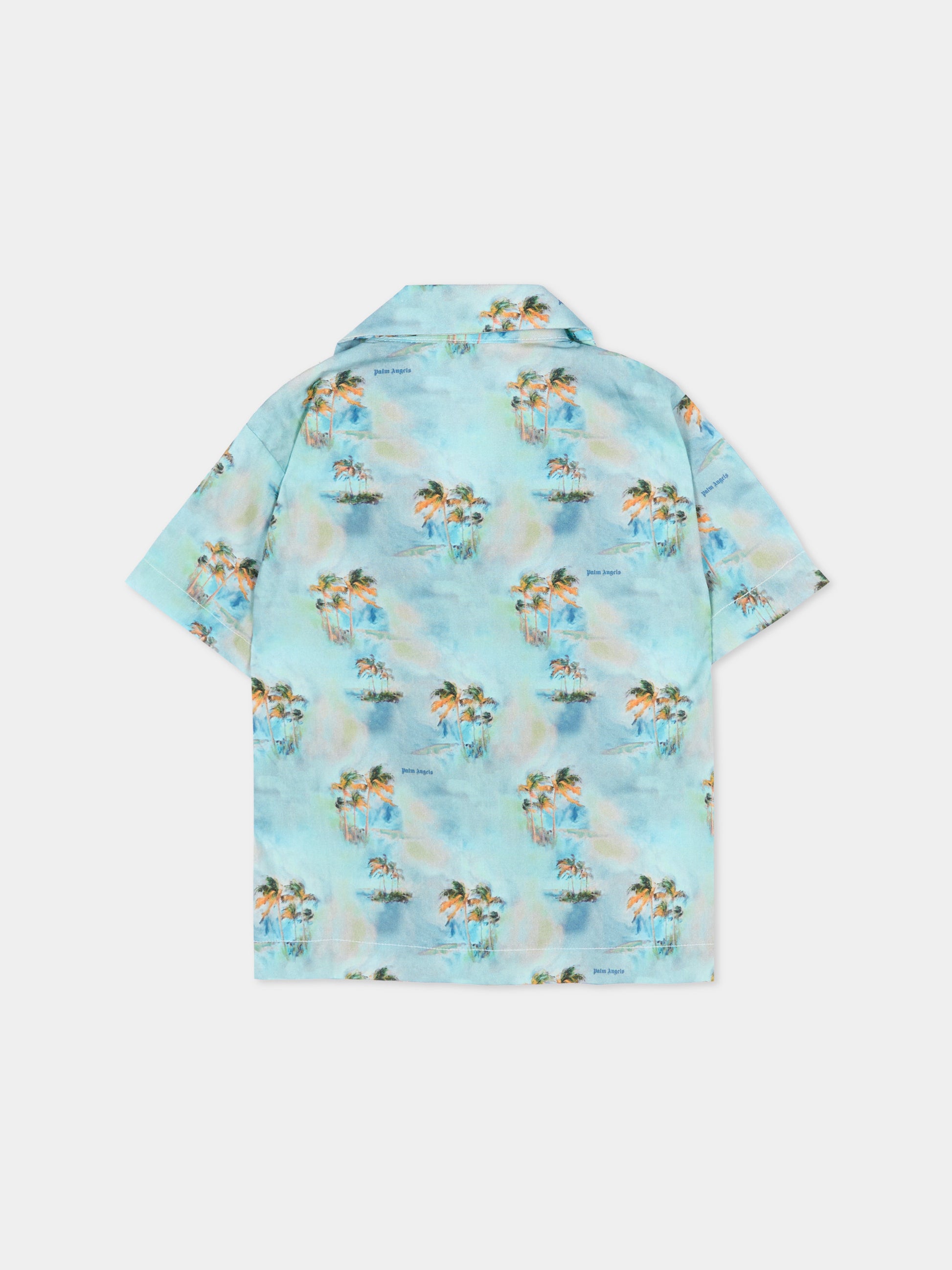 Camicia azzurra per neonato con palme,Palm Angels,PBDX001S26FAB001 960