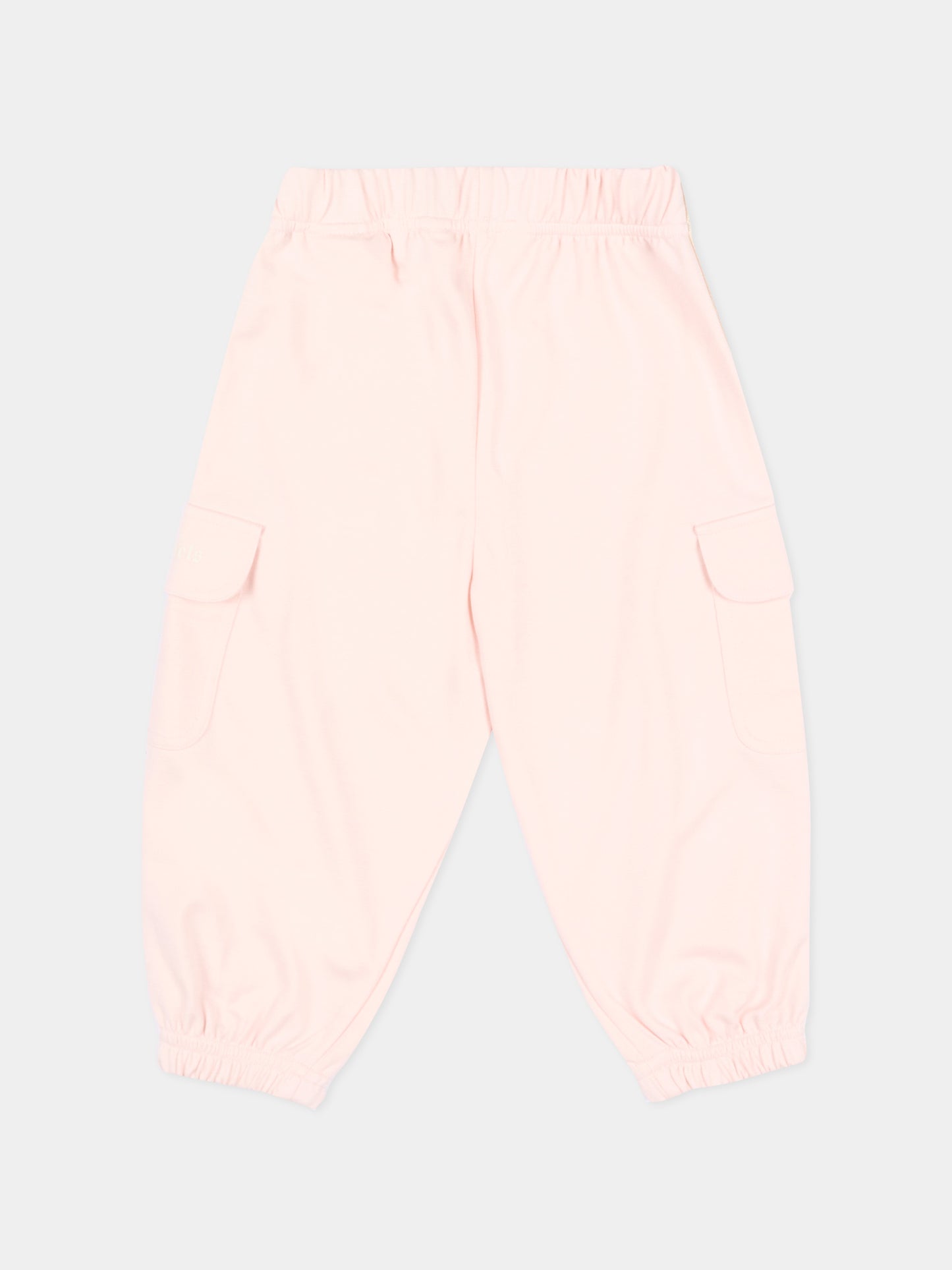 Pantaloni sportivi rosa per neonata con bande,Palm Angels,PG4X004S26FLE001 042