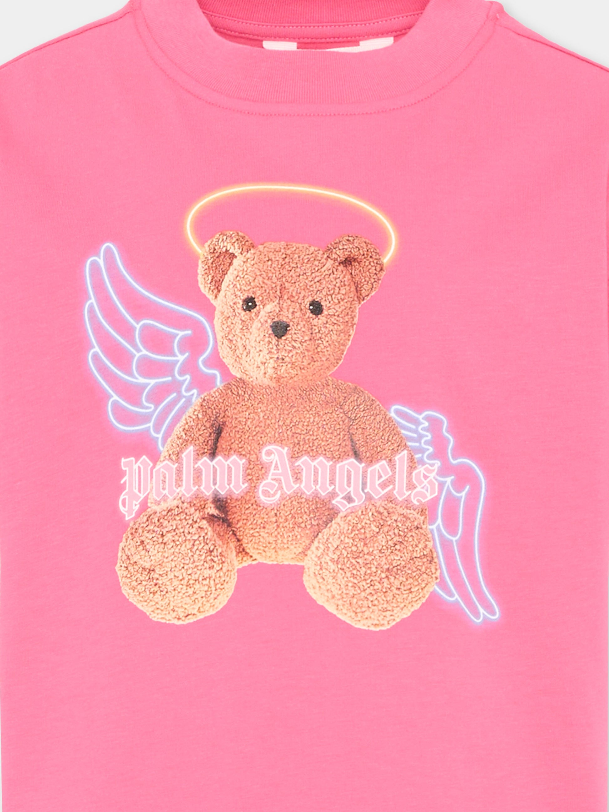 T-Shirt fucsia per bambina con Teddy Bear,Palm Angels,PGAA002S26JER001 044