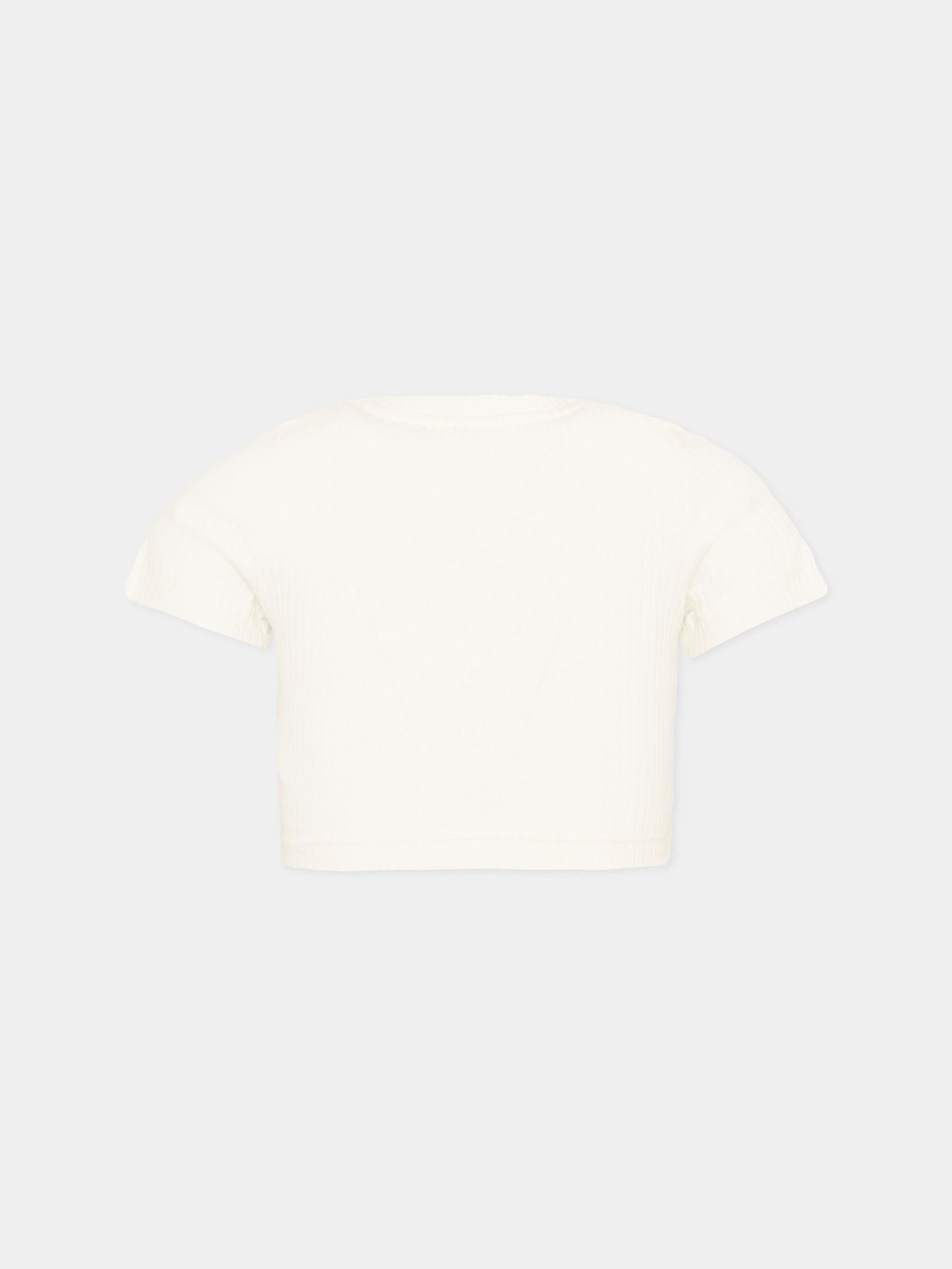 T-Shirt avorio per bambina con logo,Palm Angels,PGAA017S26JER001 002