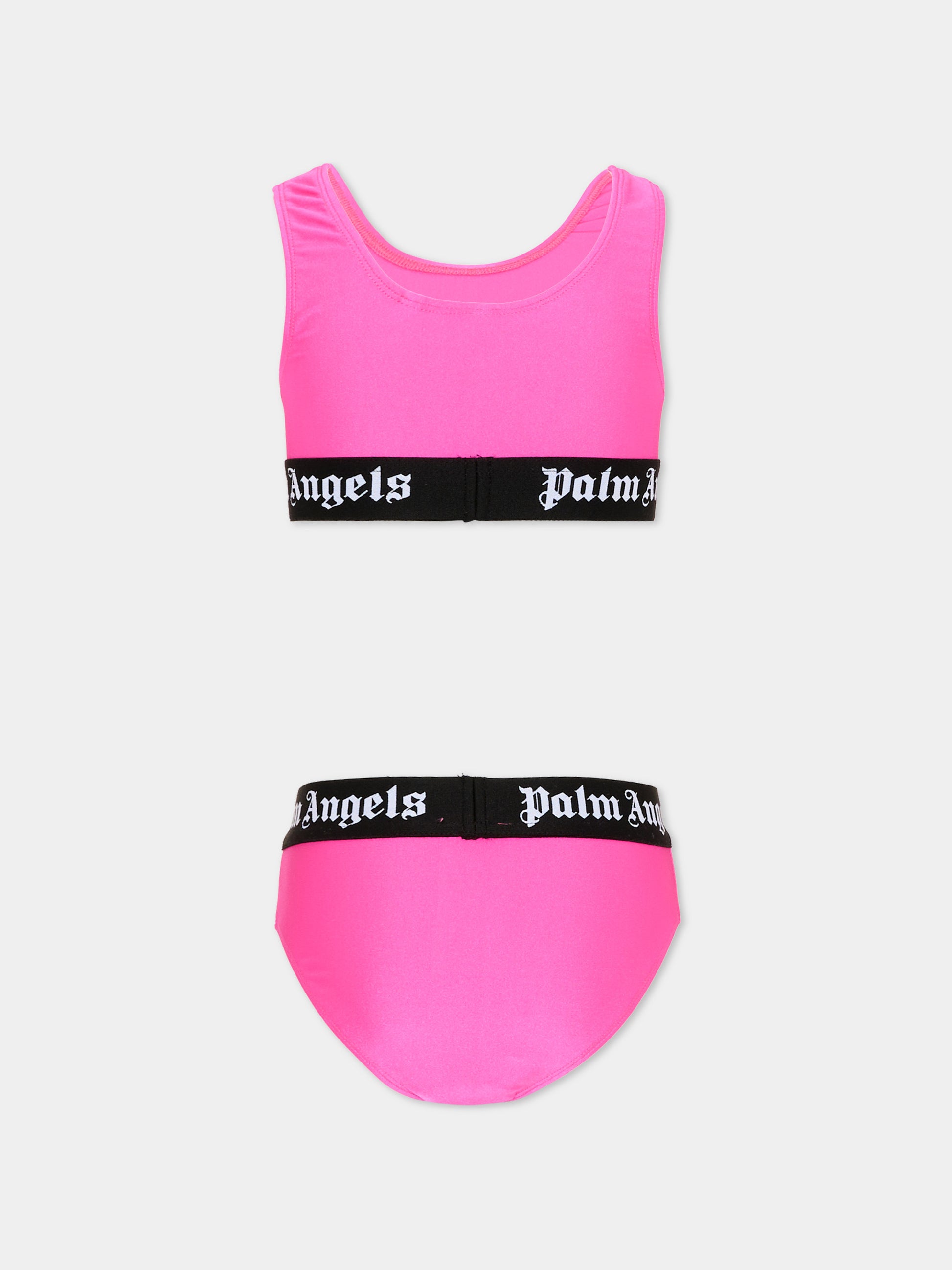 Bikini fucsia per bambina con logo,Palm Angels,PGFE002S26JER001 044