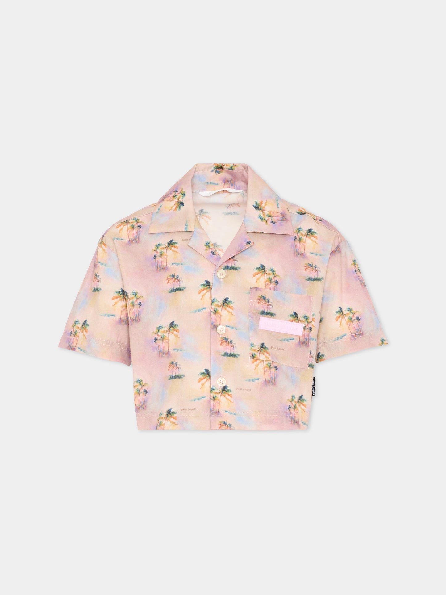 Camicia rosa per bambina con palme,Palm Angels,PGGG001S26FAB001 042