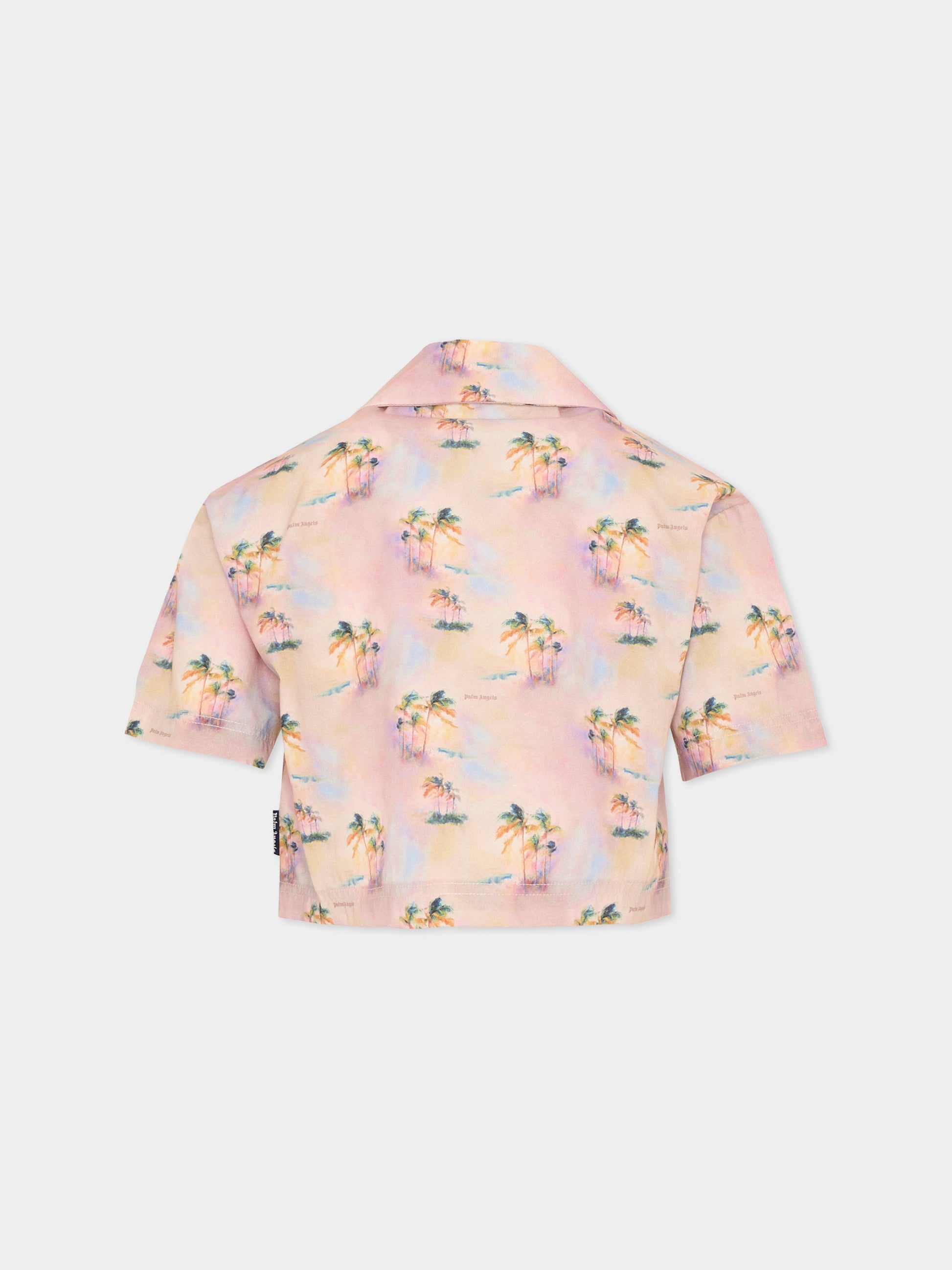 Camicia rosa per bambina con palme,Palm Angels,PGGG001S26FAB001 042