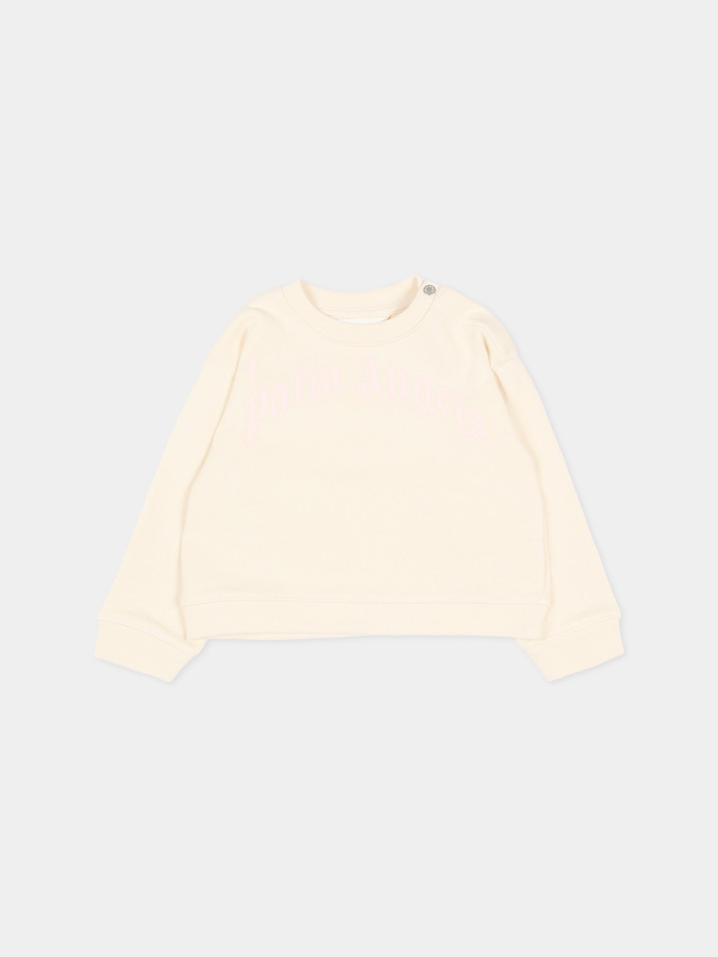 Felpa avorio per neonata con logo,Palm Angels,PGXC001S26FLE002 002