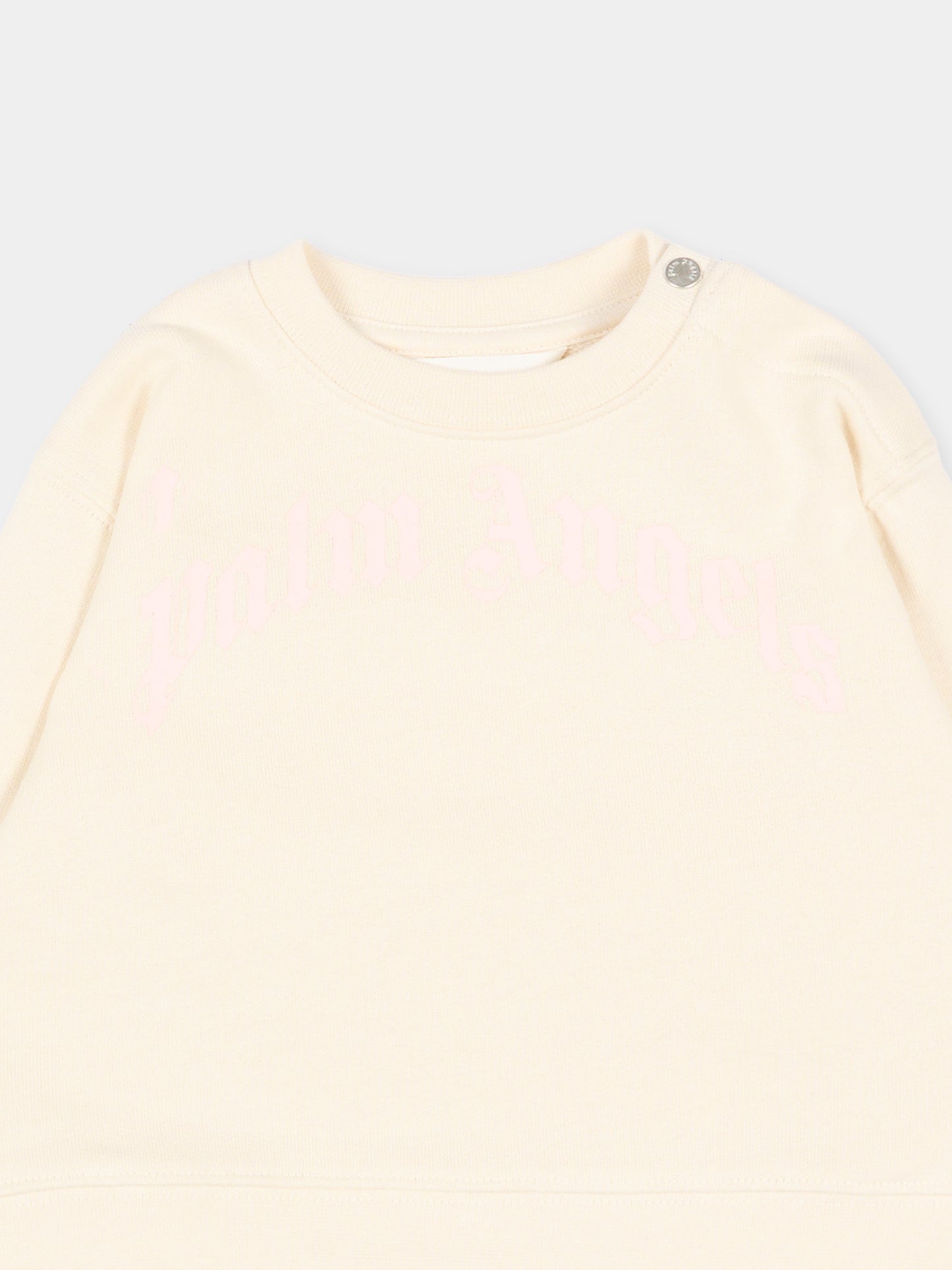 Felpa avorio per neonata con logo,Palm Angels,PGXC001S26FLE002 002