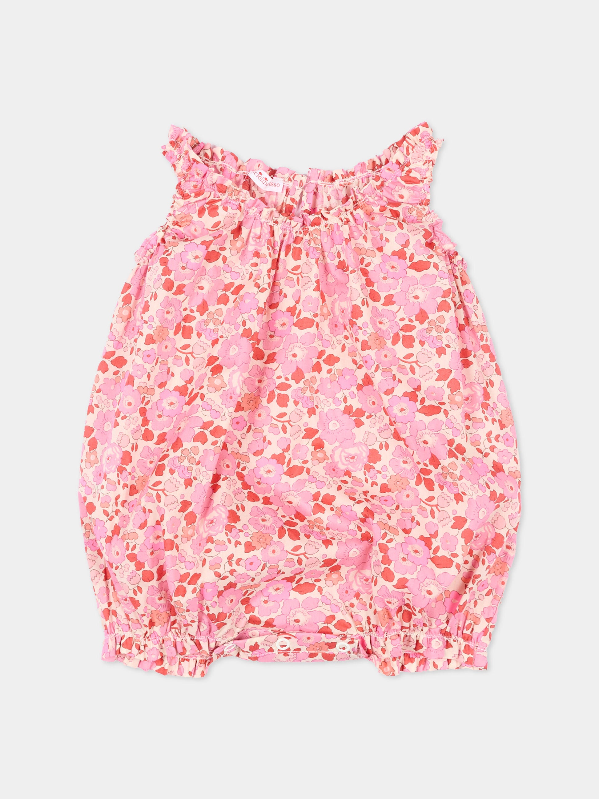 Pagliaccetto rosa per neonata floreale,Pesciolino Rosso,PG S 166