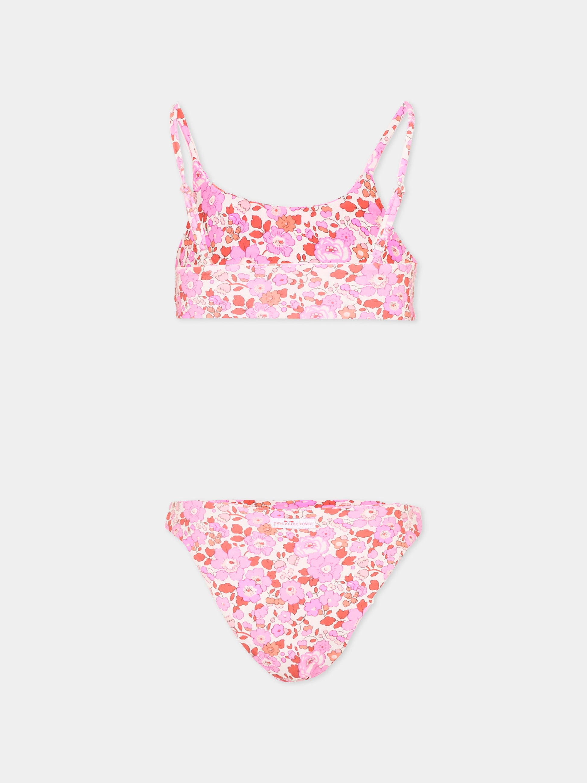 Bikini rosa in liberty per bambina,Pesciolino Rosso,BKNK S 166