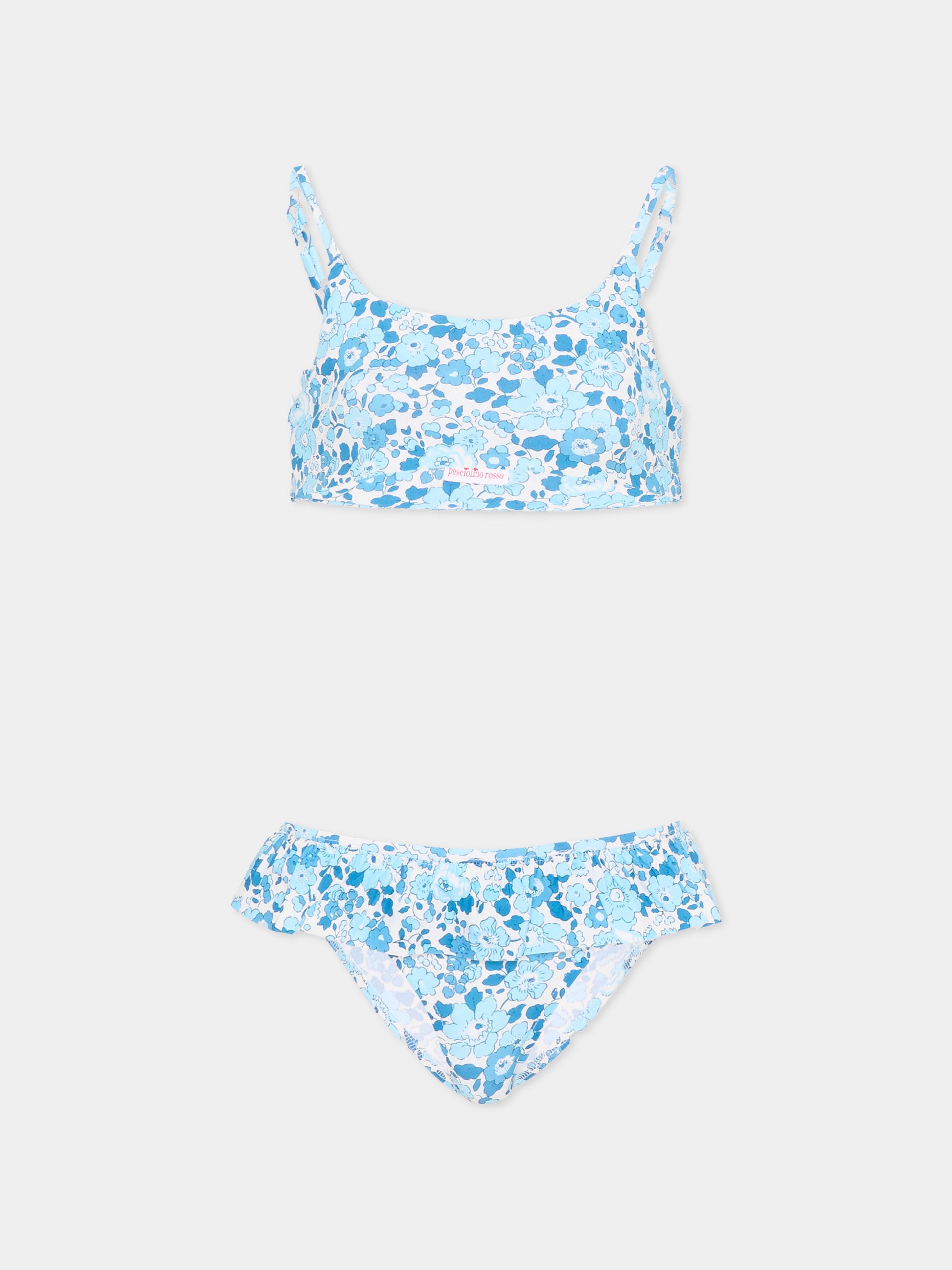 Bikini celeste in liberty per bambina,Pesciolino Rosso,BKK 7 S 177