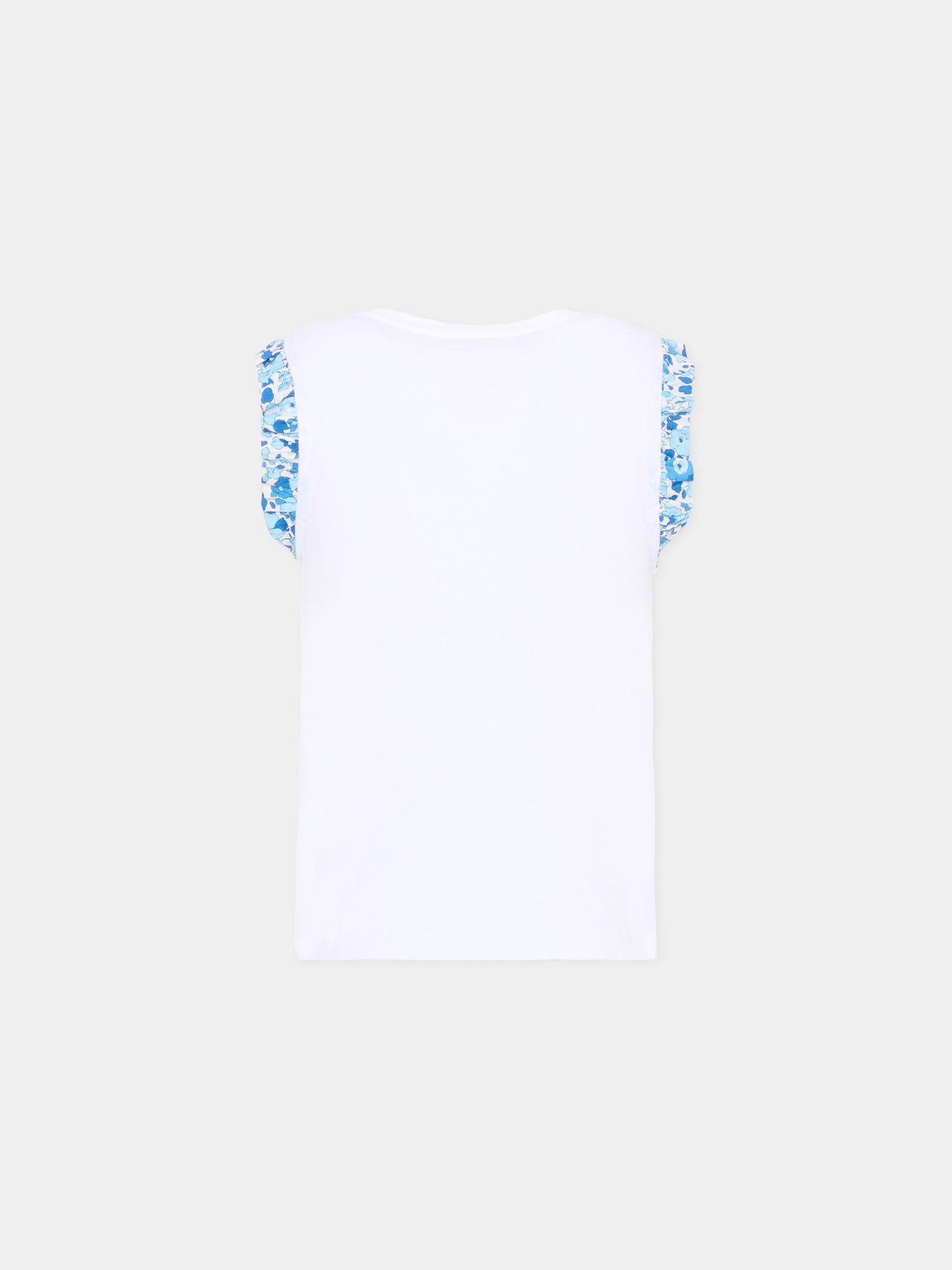 T-Shirt bianca per bambina con volant,Pesciolino Rosso,TSF7 S 177