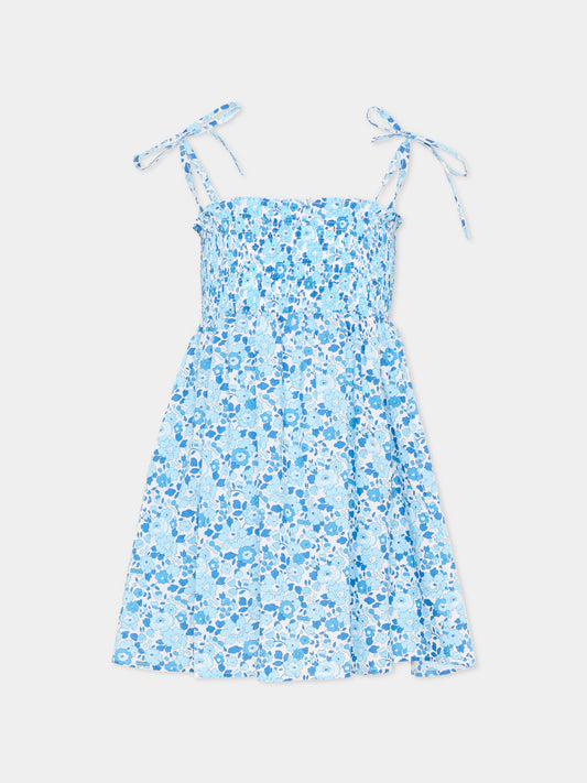 Copricostume celeste per bambina floreale,Pesciolino Rosso,ABI LIBERTY S 177