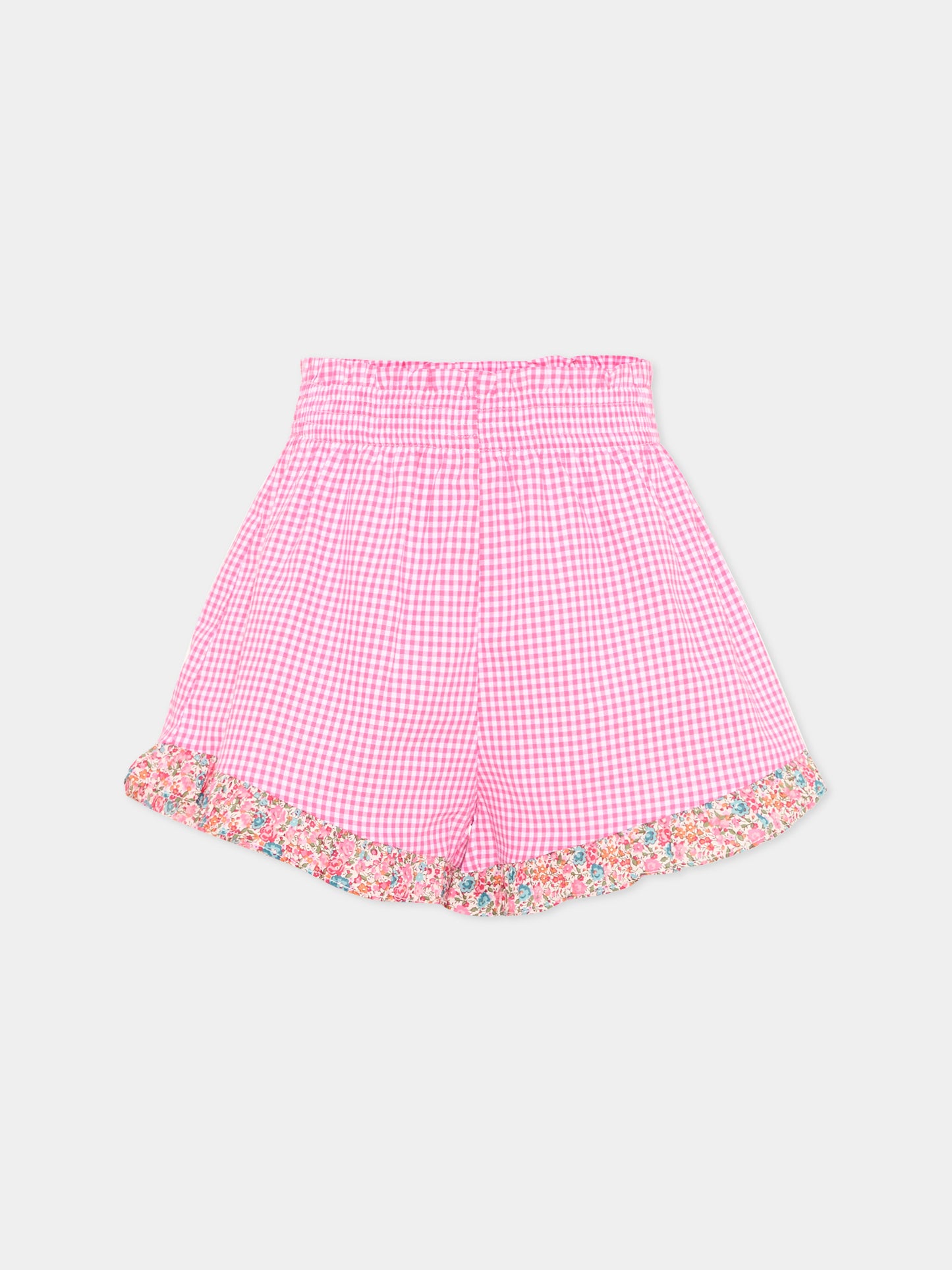 Shorts fucsia per bambina vichy,Pesciolino Rosso,SHO07 PATCH S 185
