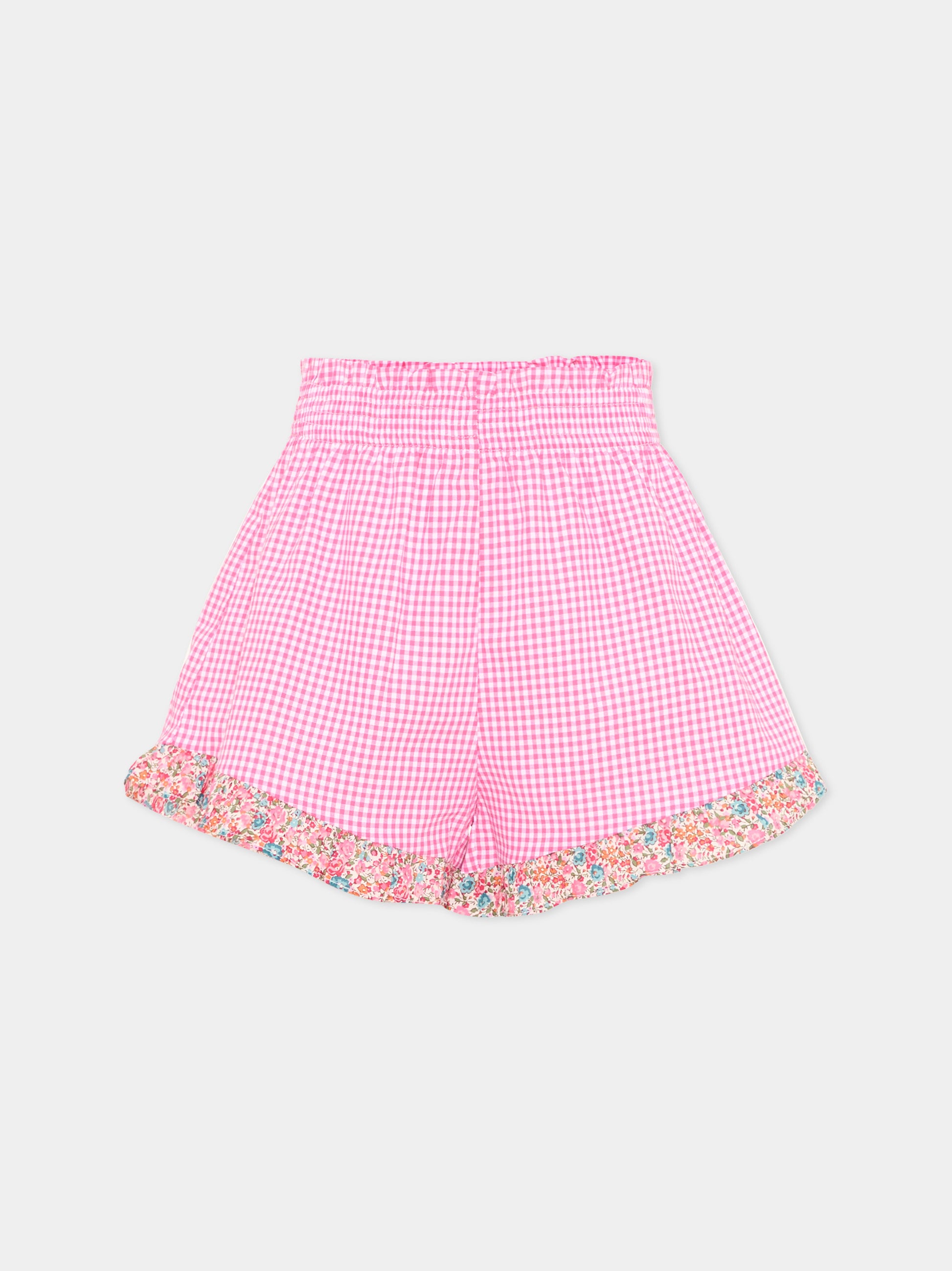 Shorts fucsia per bambina vichy,Pesciolino Rosso,SHO07 PATCH S 185