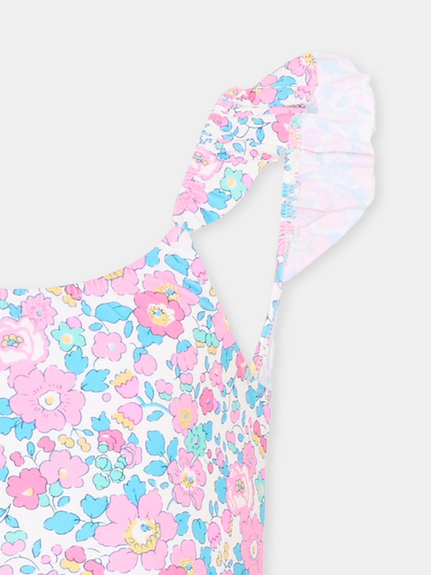 Costume intero multicolor per bambina a fiori,Pesciolino Rosso,INLY05 S 164