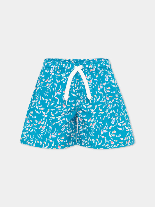 Boxer mare blu per bambino con pesci,Pesciolino Rosso,M3 S 192