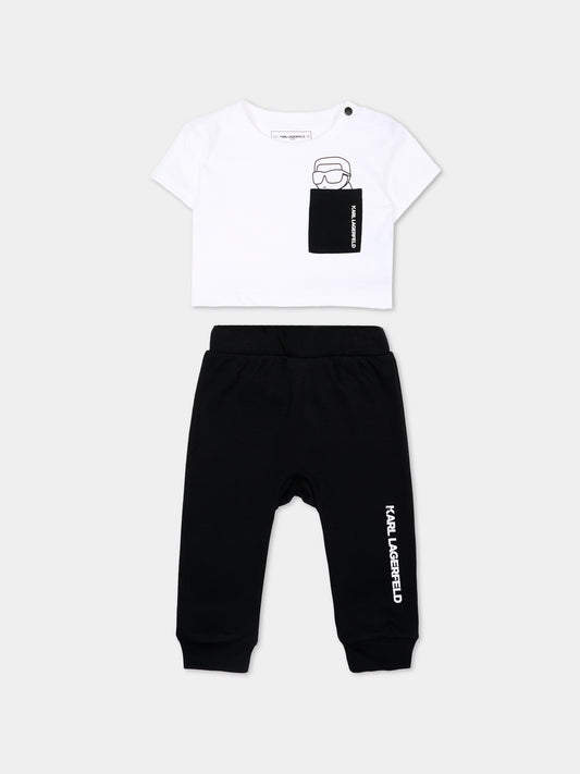 Completo sportivo bianco per neonato con logo,Karl Lagerfeld Kids,Z31052 N50