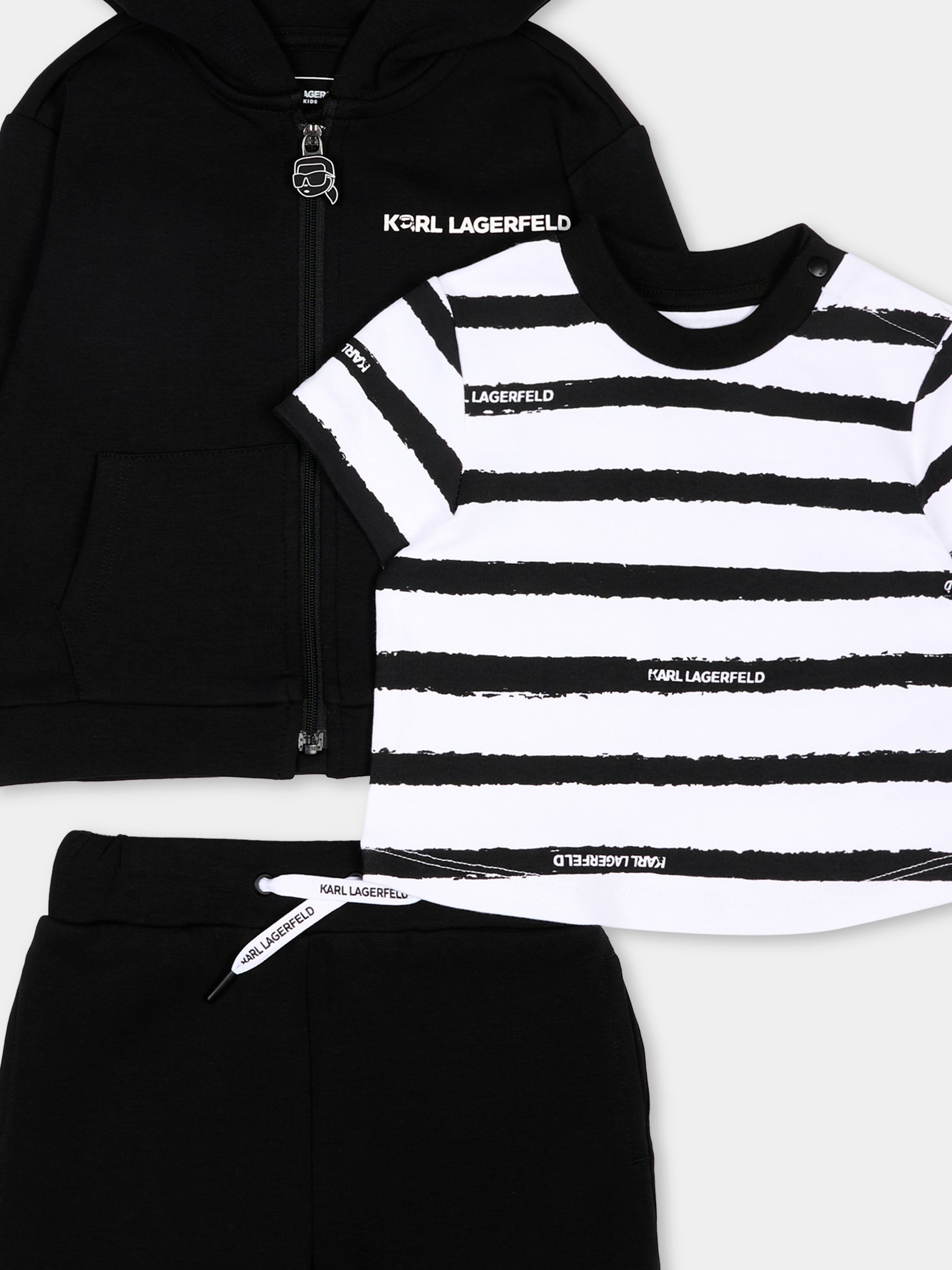 Completo sportivo nero per neonato con logo,Karl Lagerfeld Kids,Z31073 09B