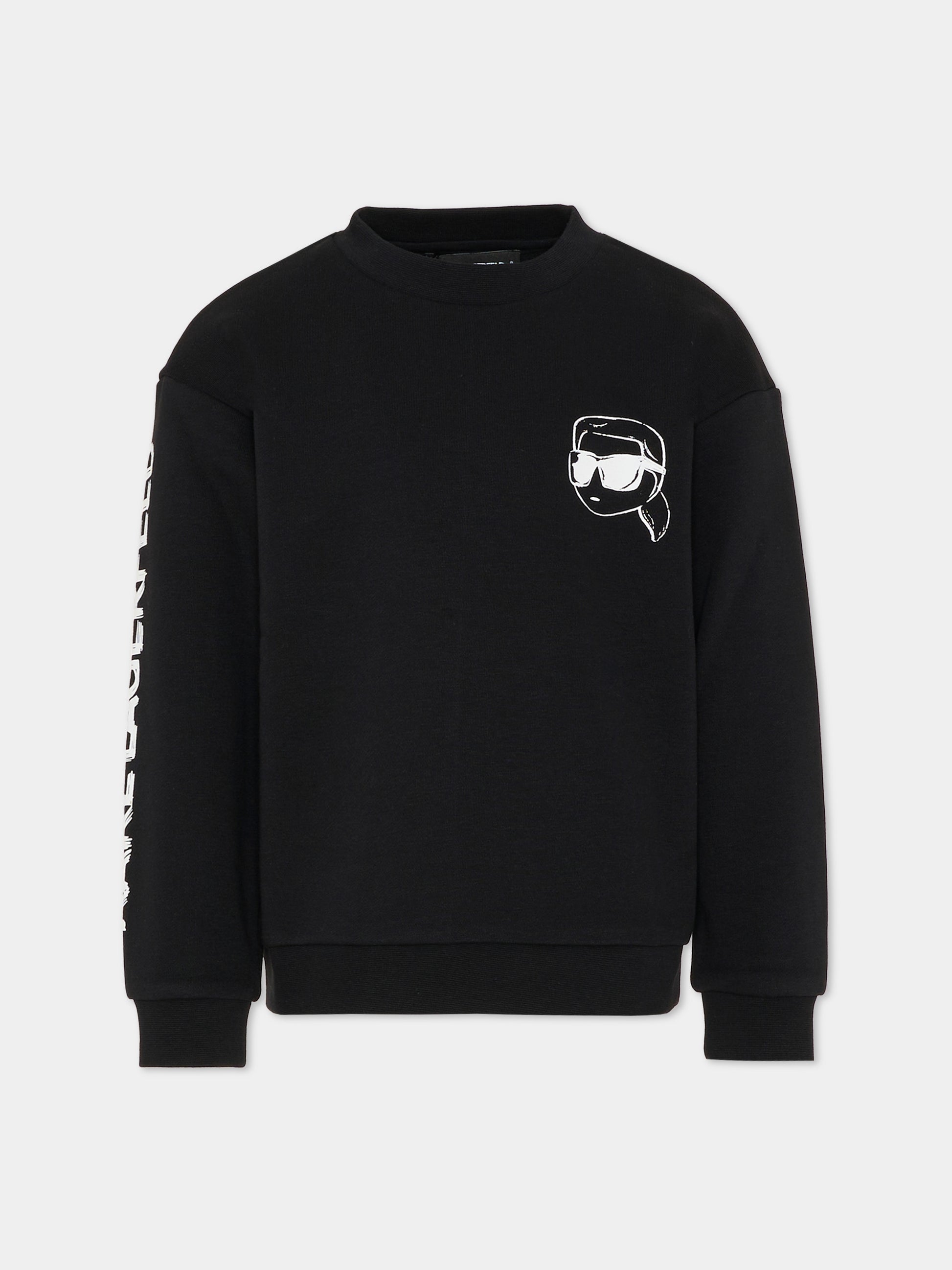 Felpa nera per bambino con Karl Lagerfeld,Karl Lagerfeld Kids,Z31088 09B