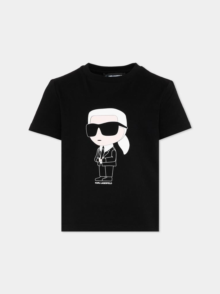 T-Shirt nera per bambino con Ikonik Karl,Karl Lagerfeld Kids,Z31096 09B