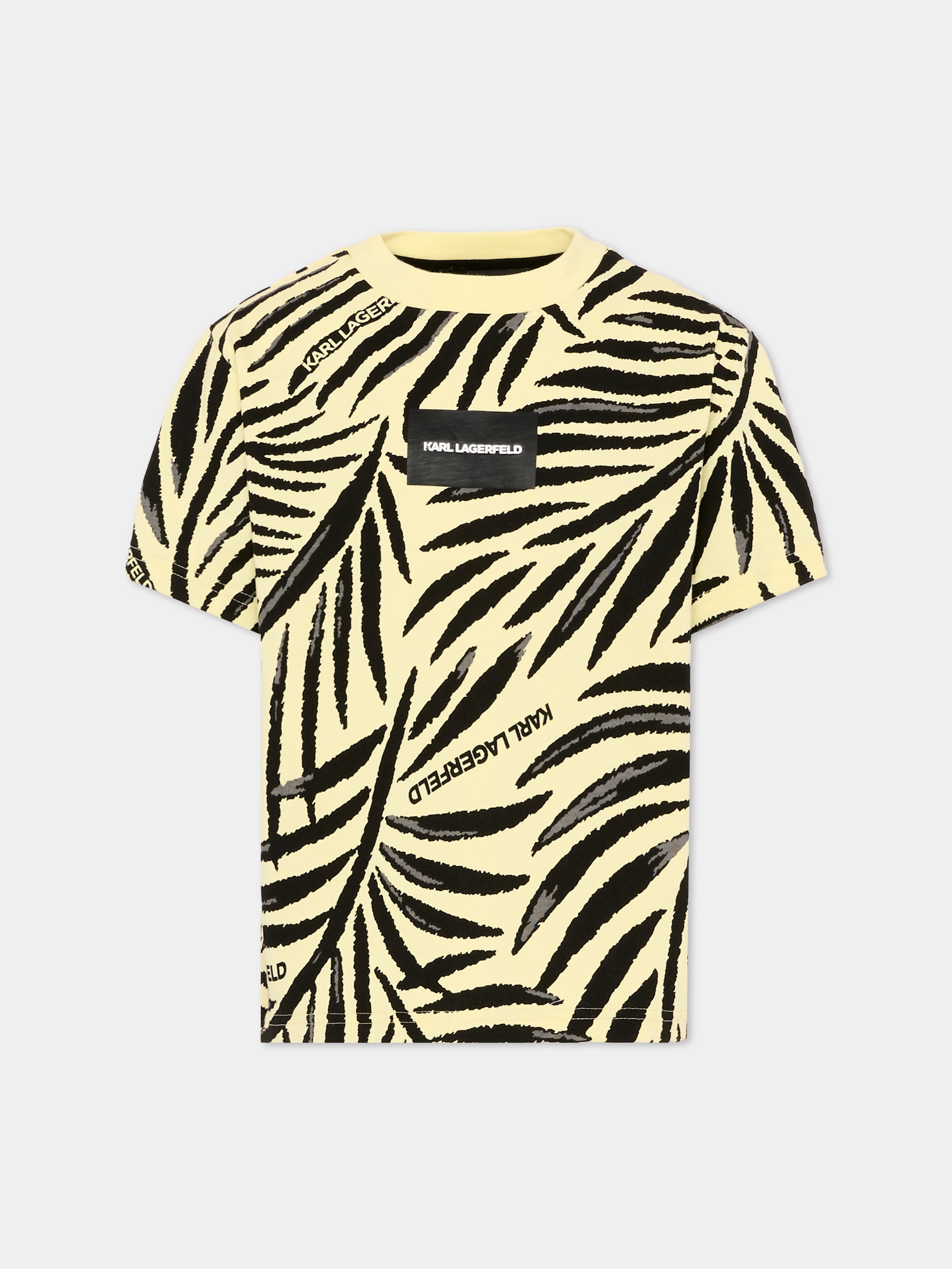 T-shirt gialla per bambino con logo,Karl Lagerfeld Kids,Z31104 556