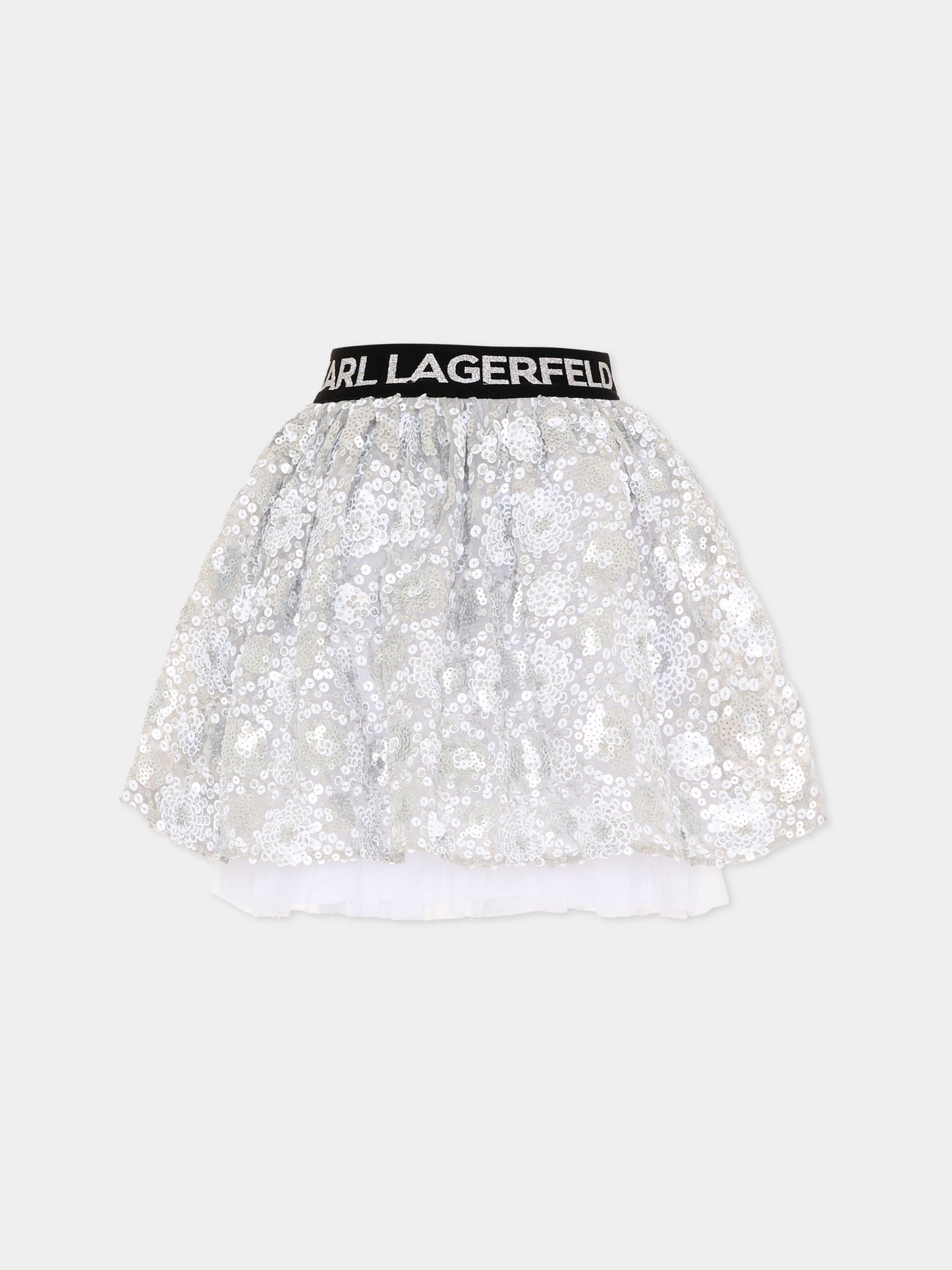 Gonna argento per bambina con paillettes,Karl Lagerfeld Kids,Z31118 016