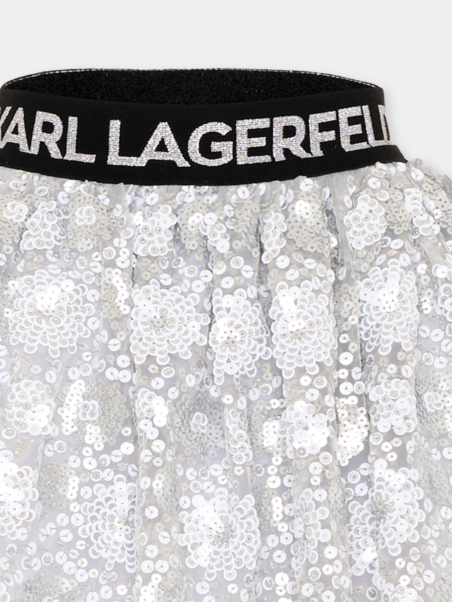 Gonna argento per bambina con paillettes,Karl Lagerfeld Kids,Z31118 016